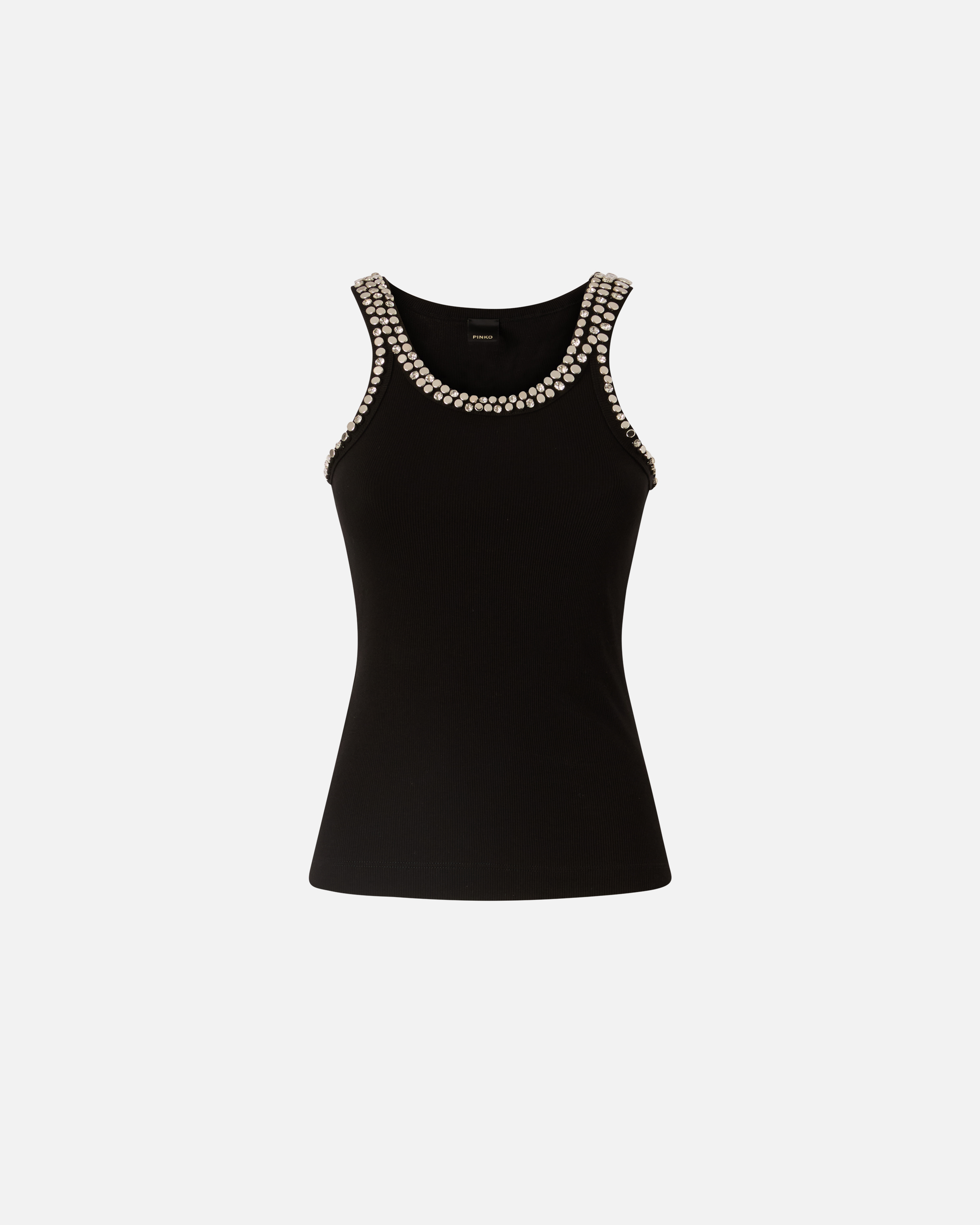 Ribbed top with jewel embroideries PINKO Black