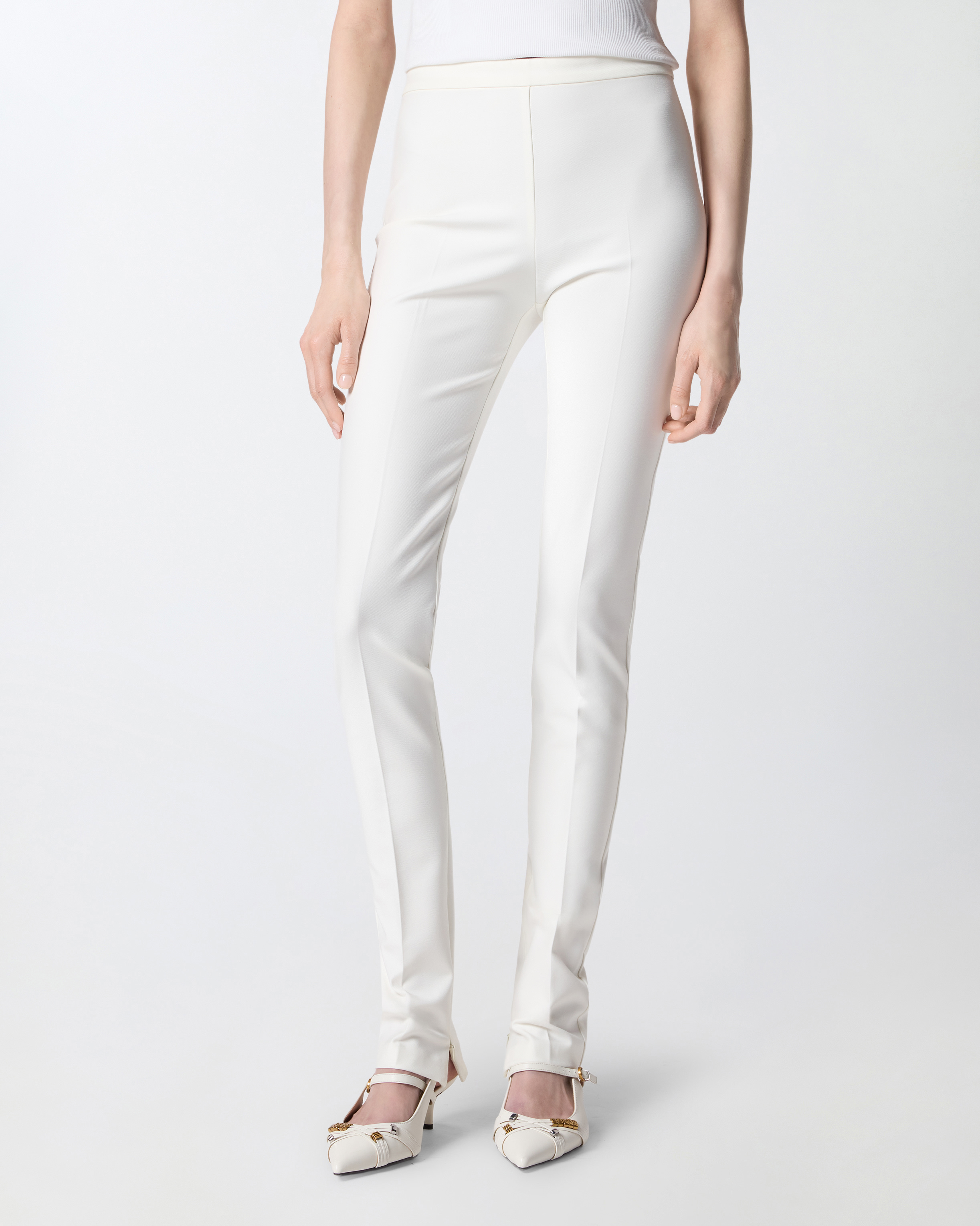 Pantalon élégant en tissu diagonal PINKO Blanc
