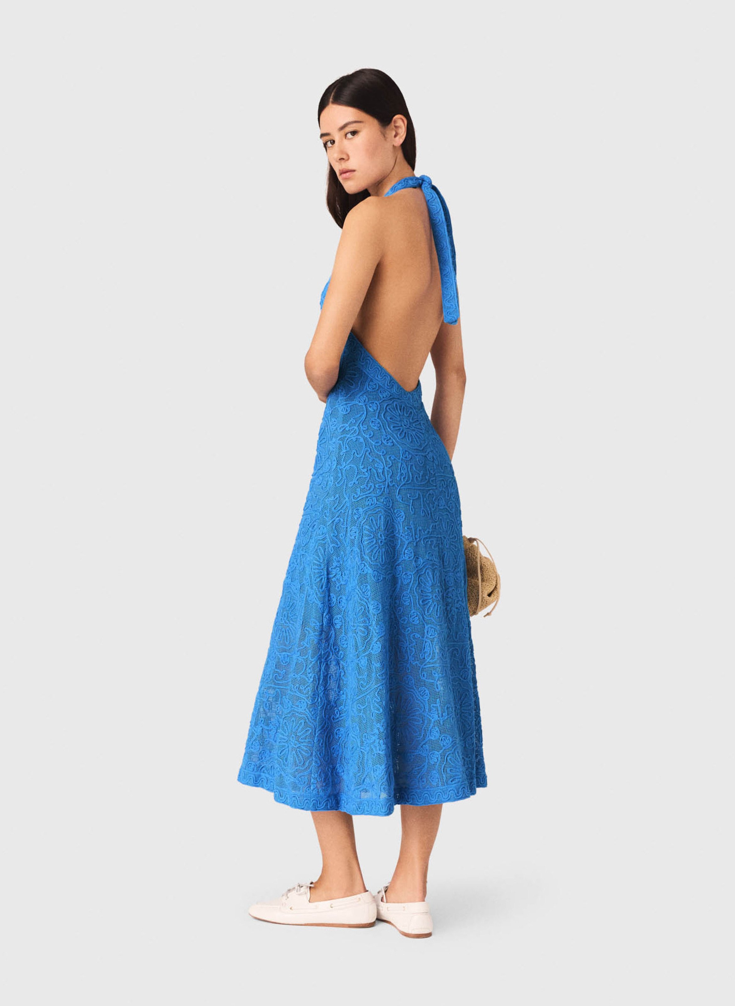 Long cotton dress MAJE Blue