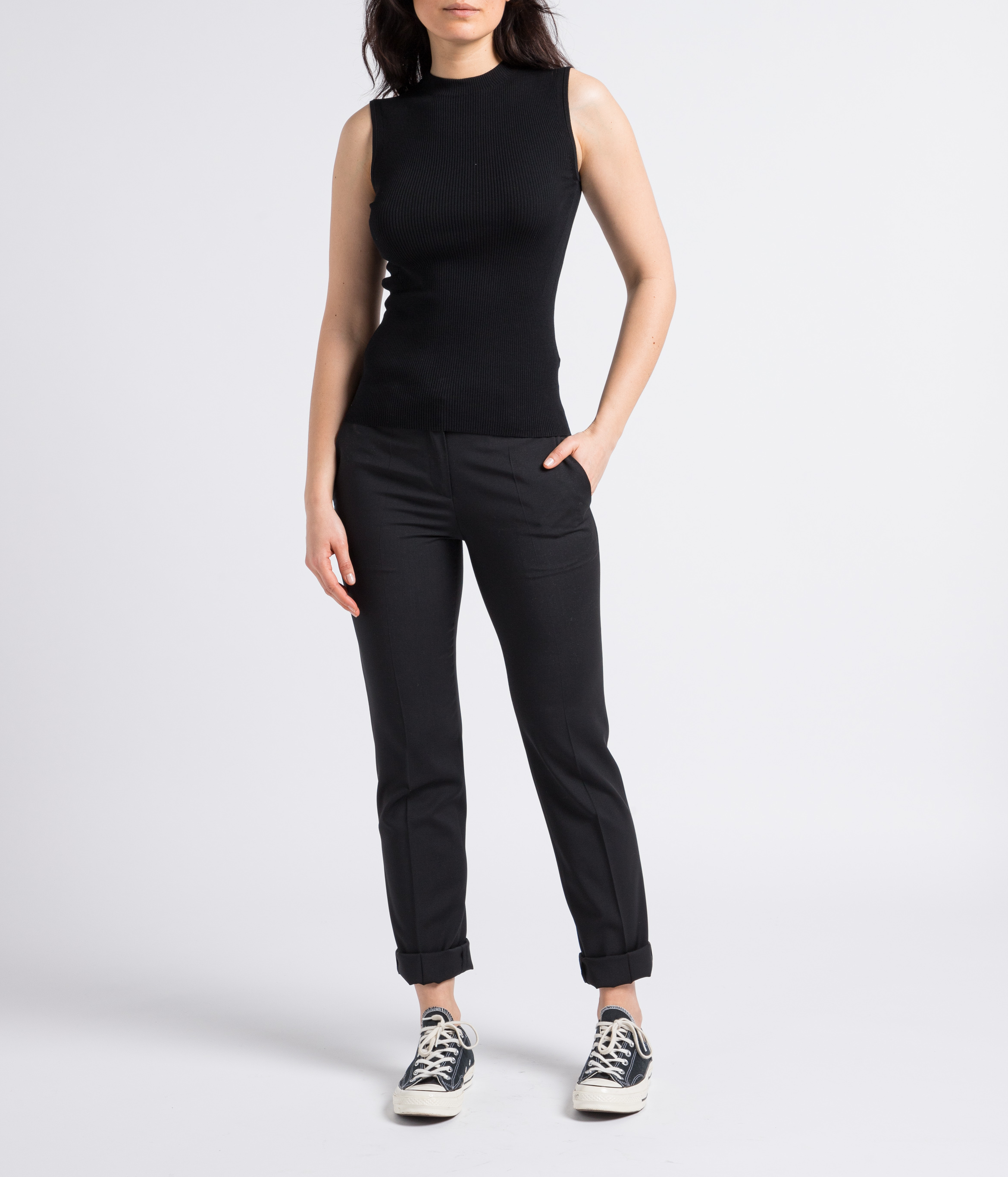 Ribbed sleeveless T-shirt BOSS Black