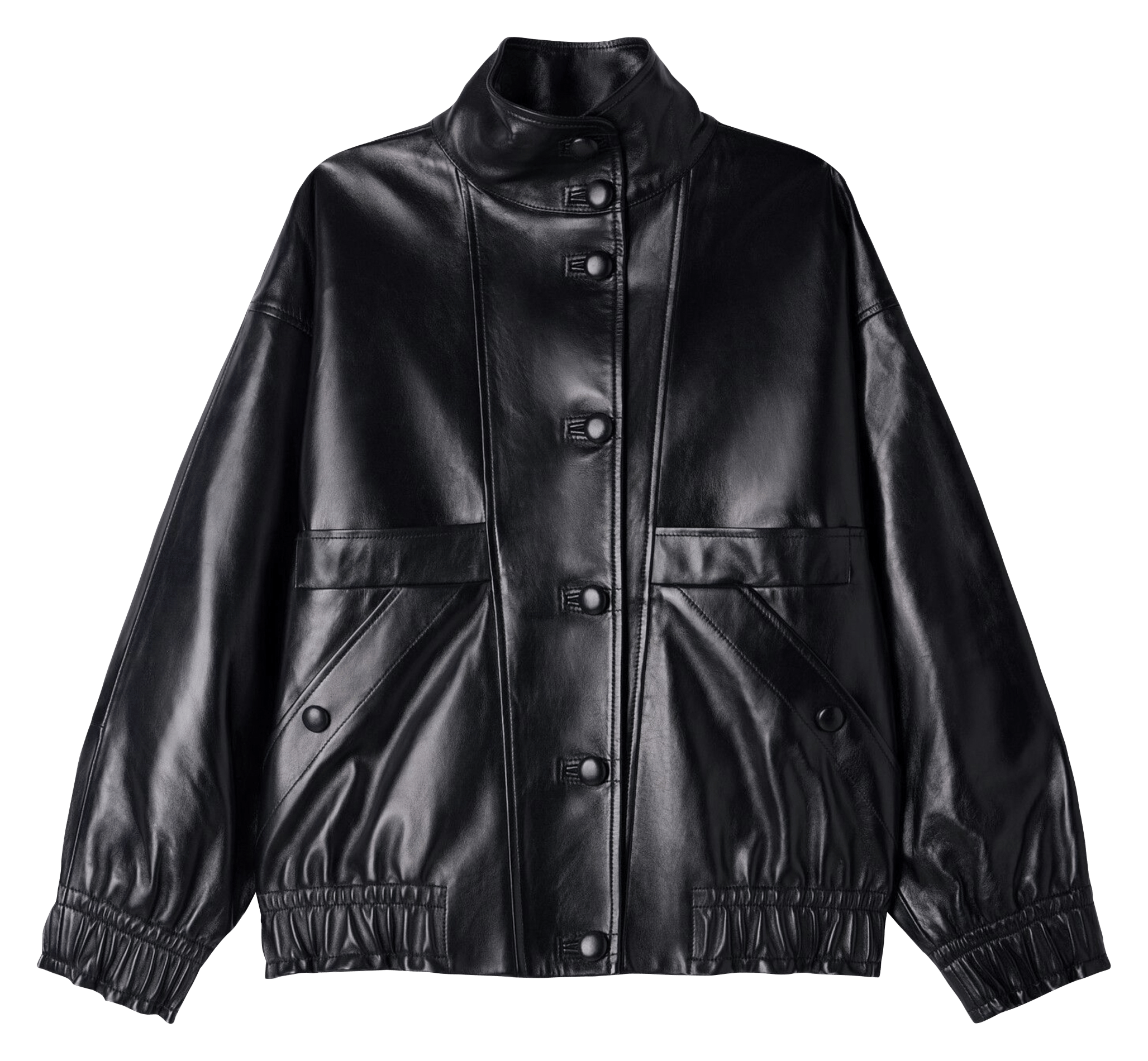 Oversized leather jacket SANDRO Black