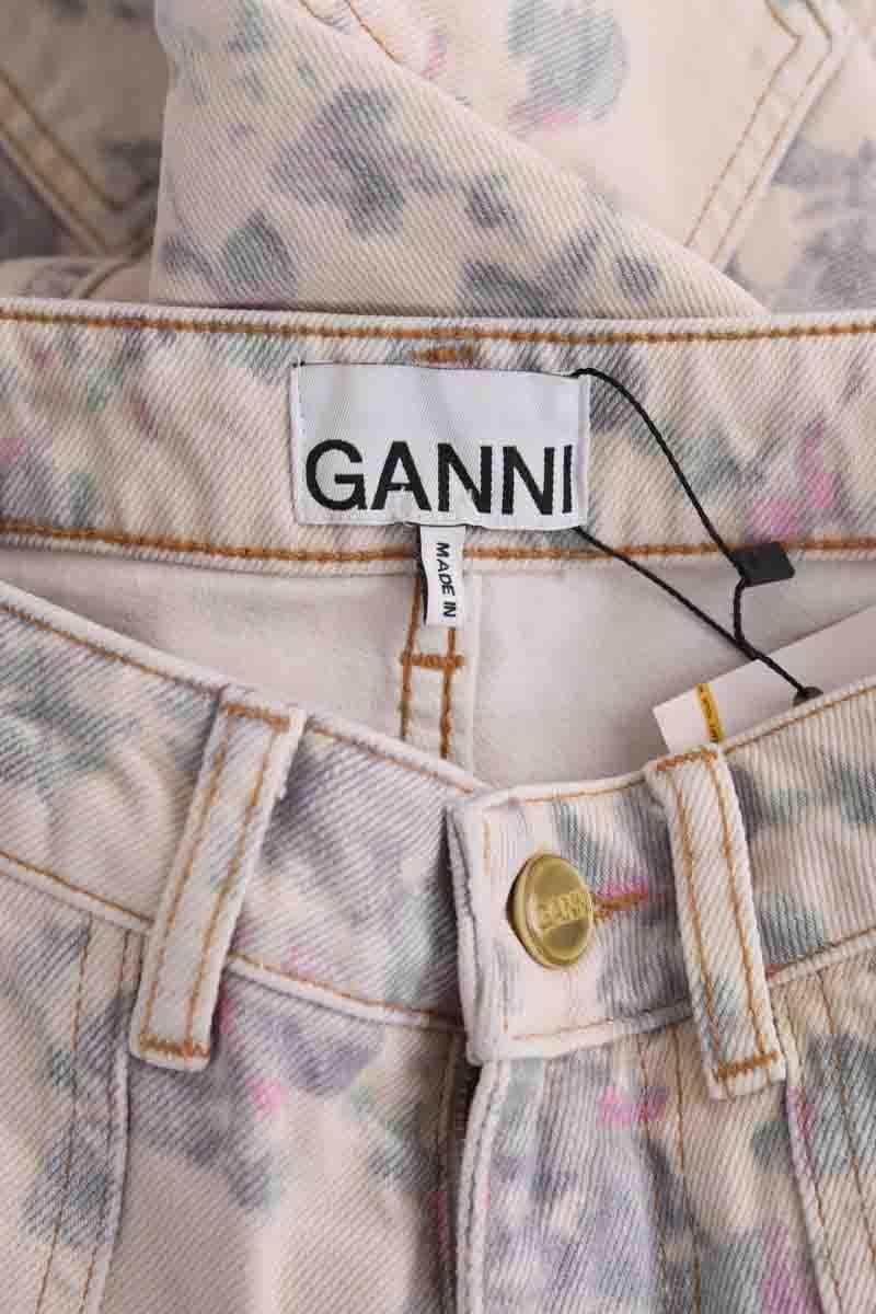 Straight cotton-blend pants GANNI - Seconde Main Beige
