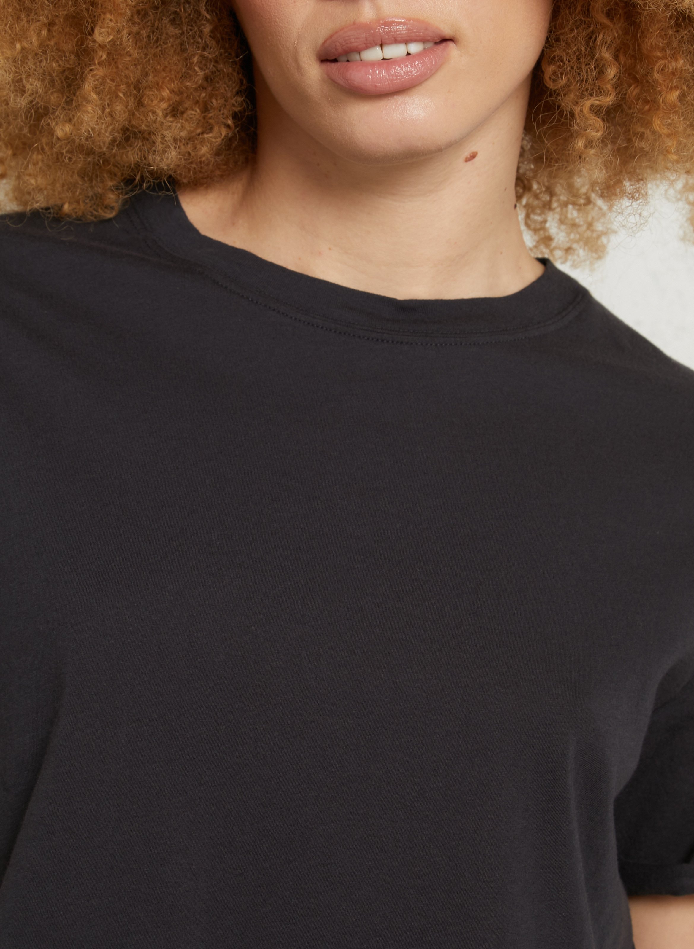 Short straight round neck cotton T-shirt AMERICAN VINTAGE Black
