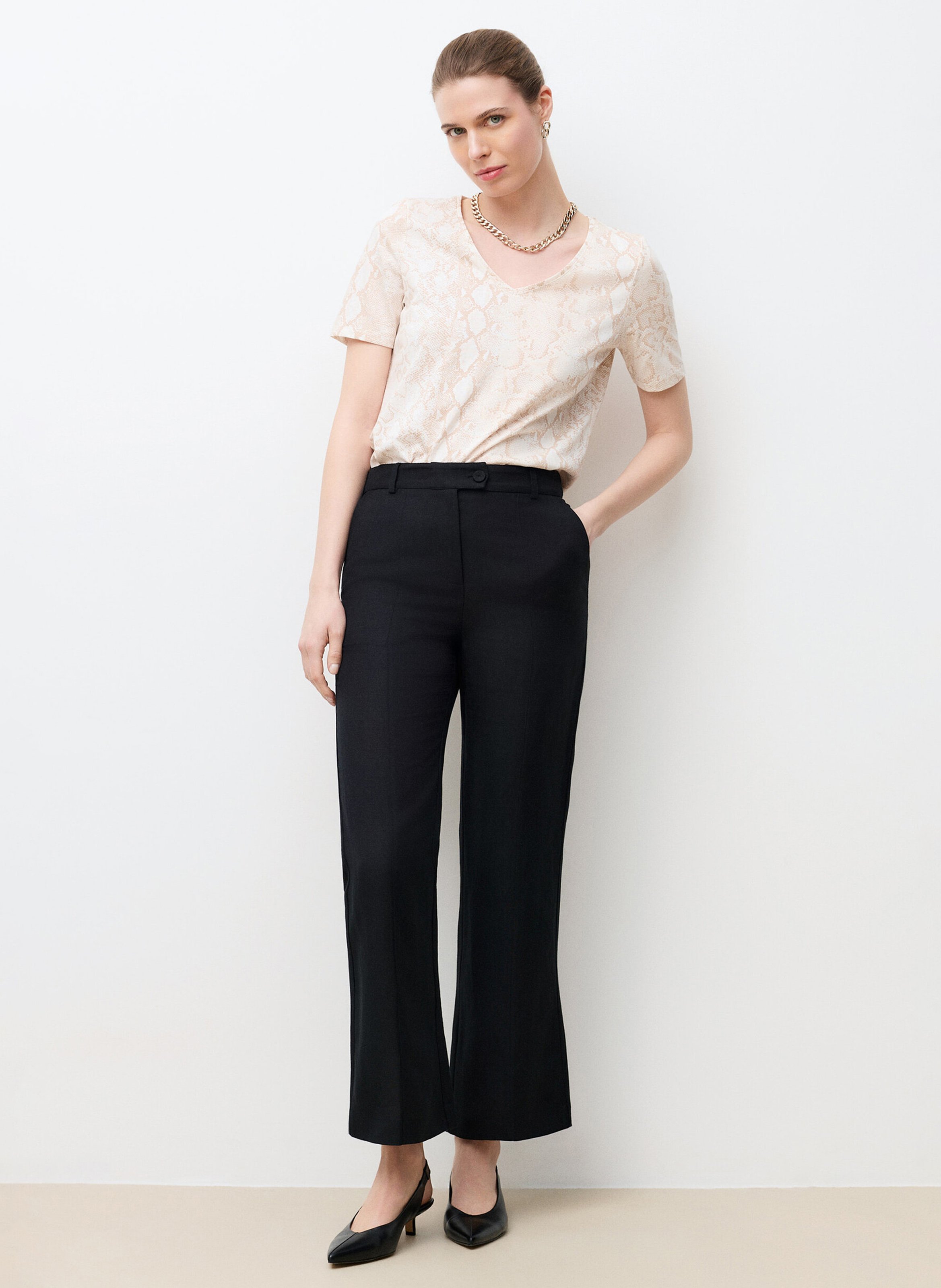 Pantalon droit taille haute uni CAROLL Noir