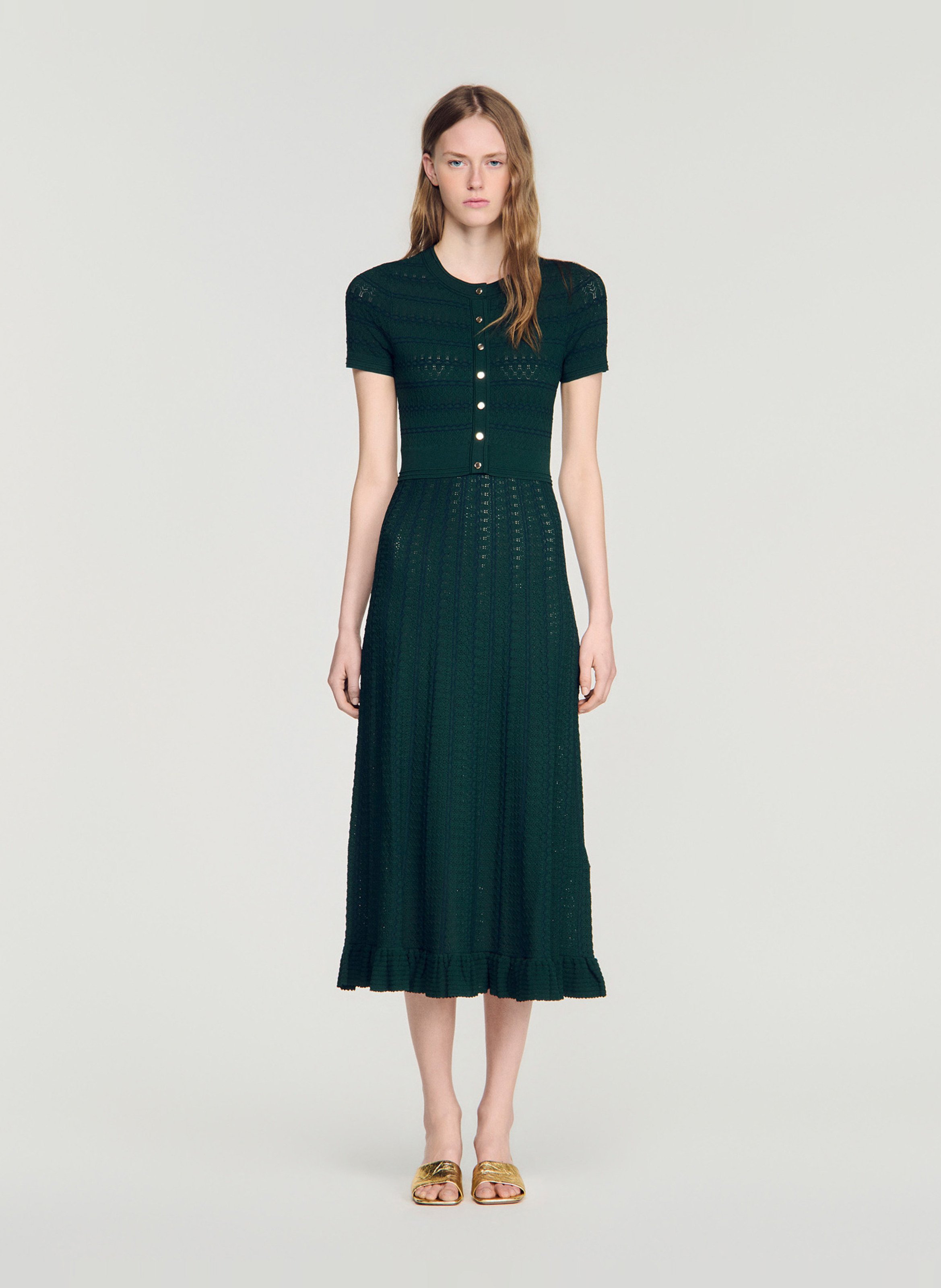 Long knit dress SANDRO Green