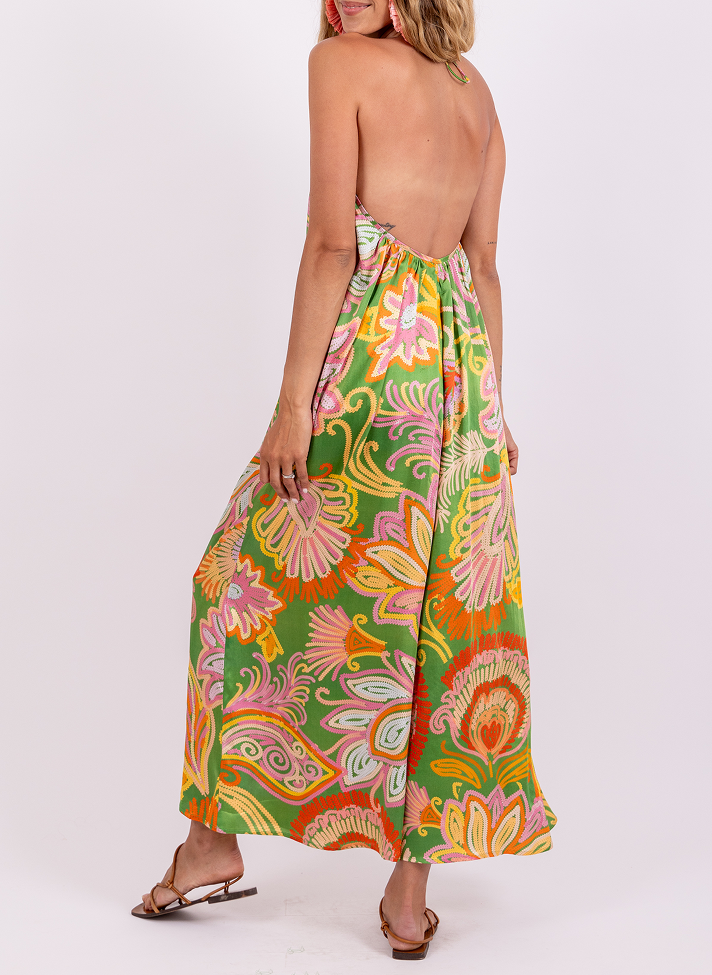 Combinaison large sans manches imprimée SUNDRESS Vert