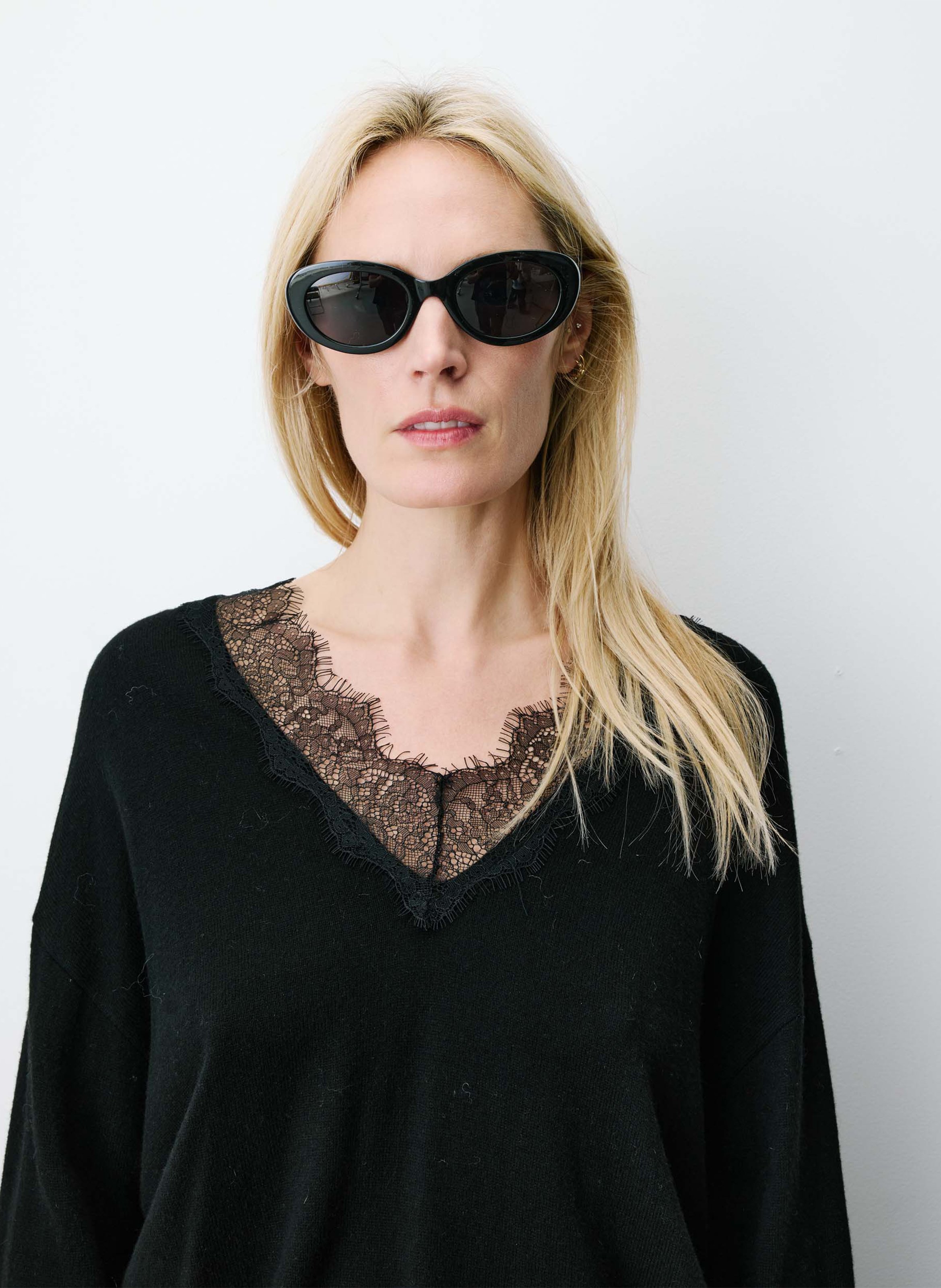 Pull col V  GRACE ET MILA Noir