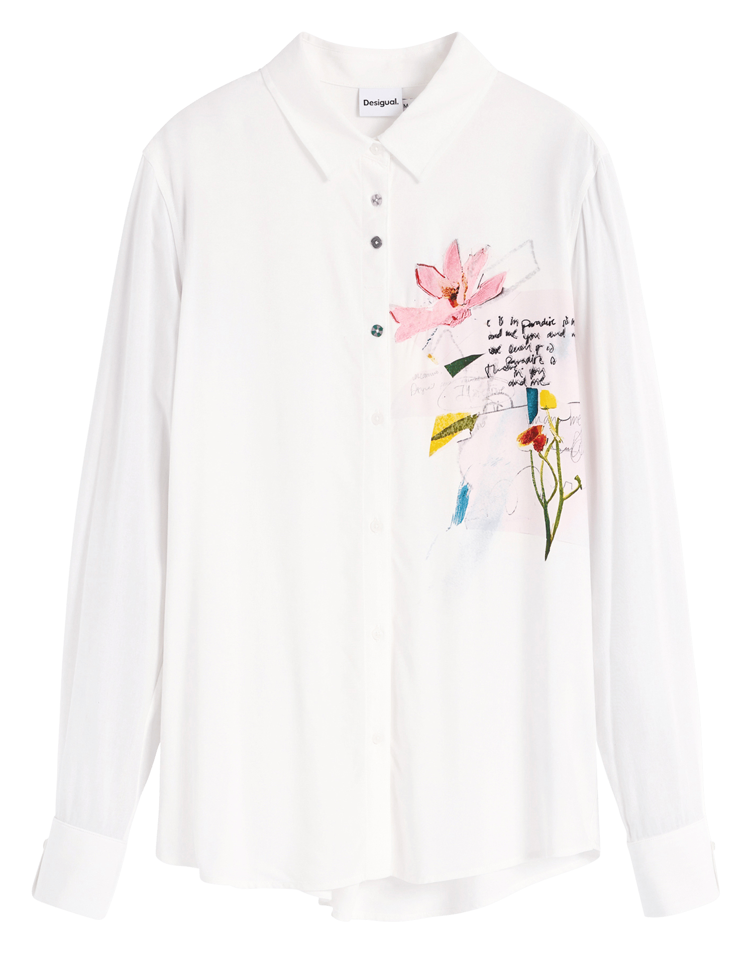 Chemise droite à imprimé devant DESIGUAL Blanc