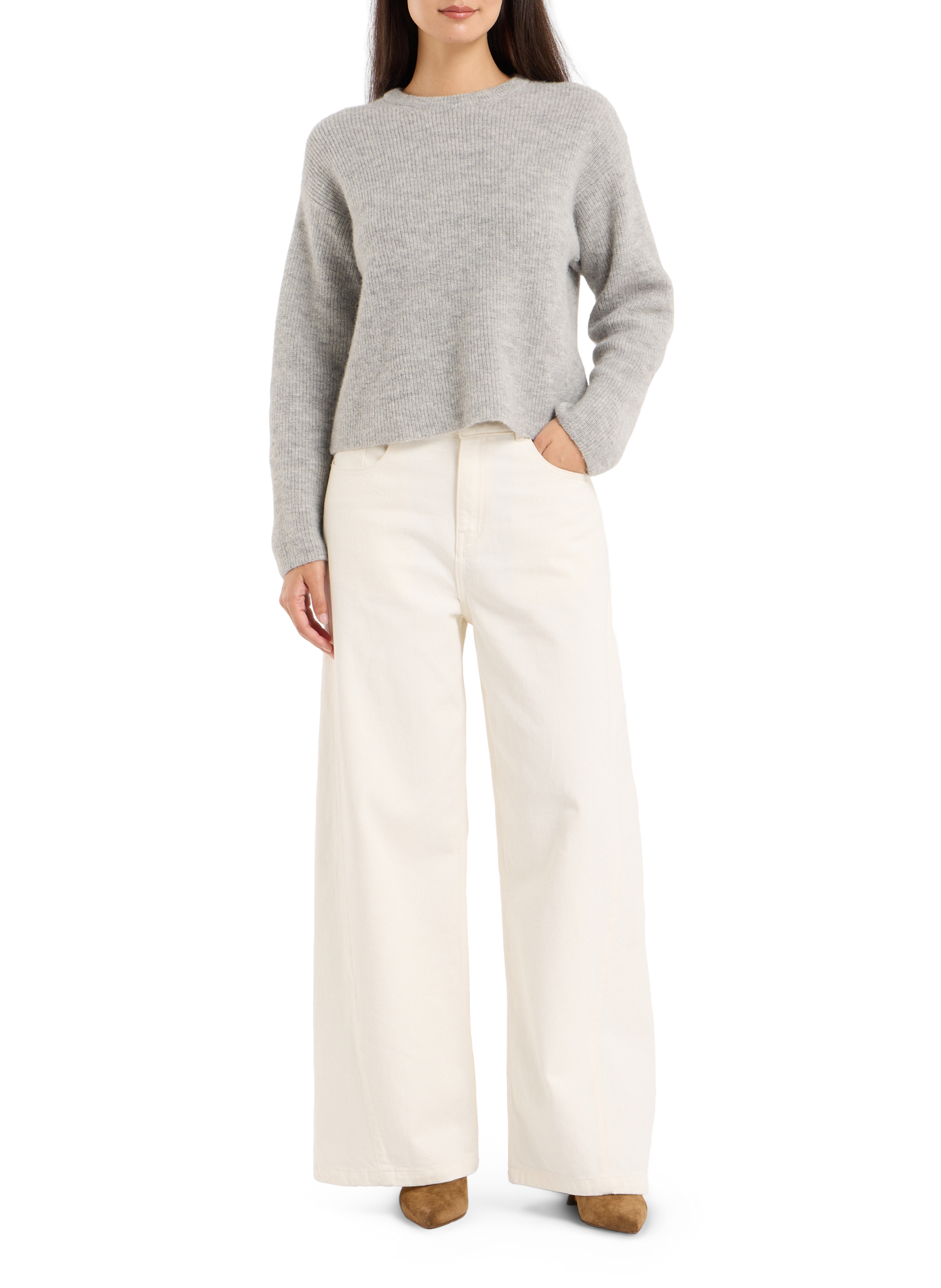 Round neck pullover in blended alpaca - Baylory SAISON 1865 Grey