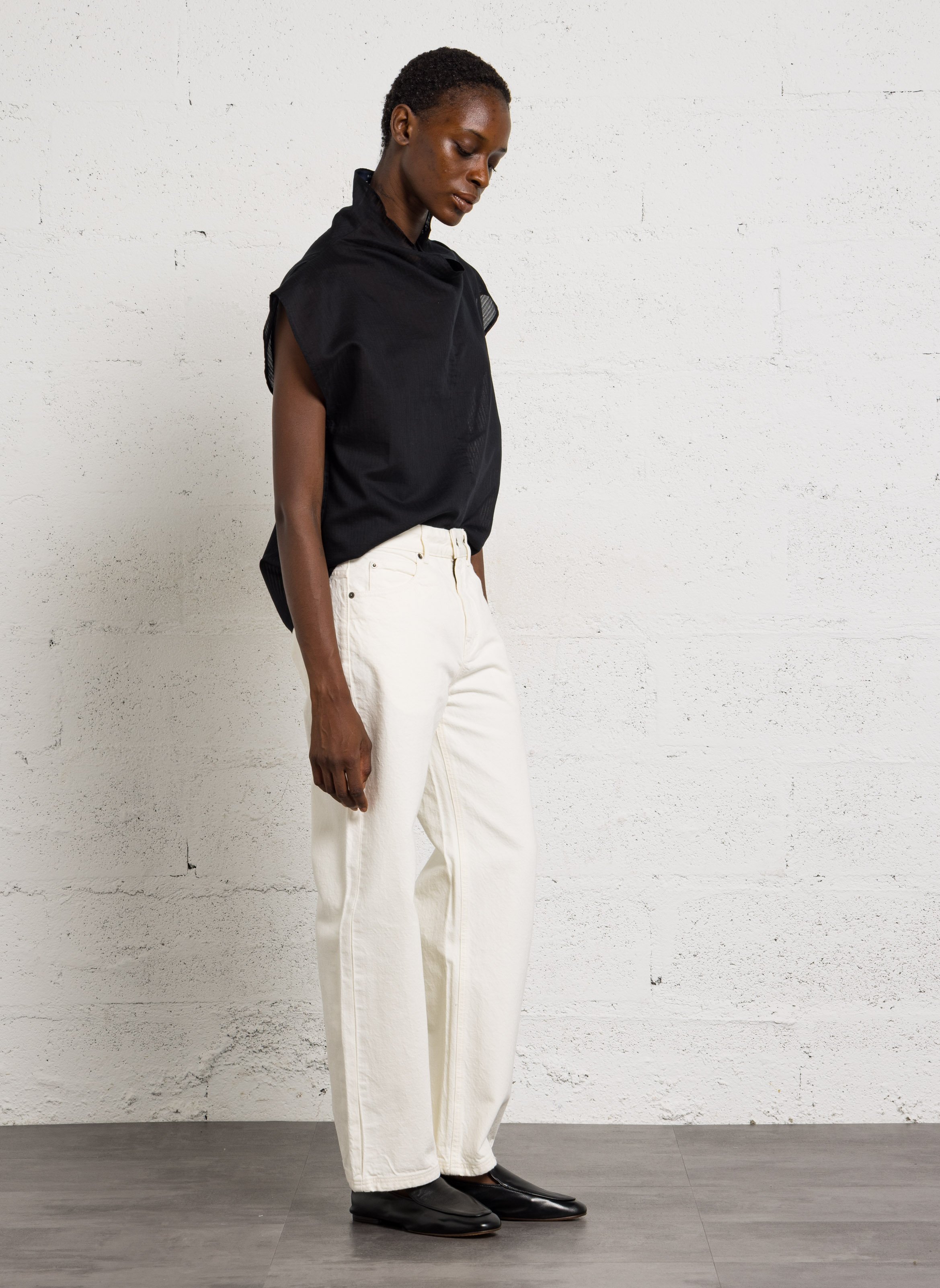 Oversized top in blended organic cotton and silk SOEUR Black