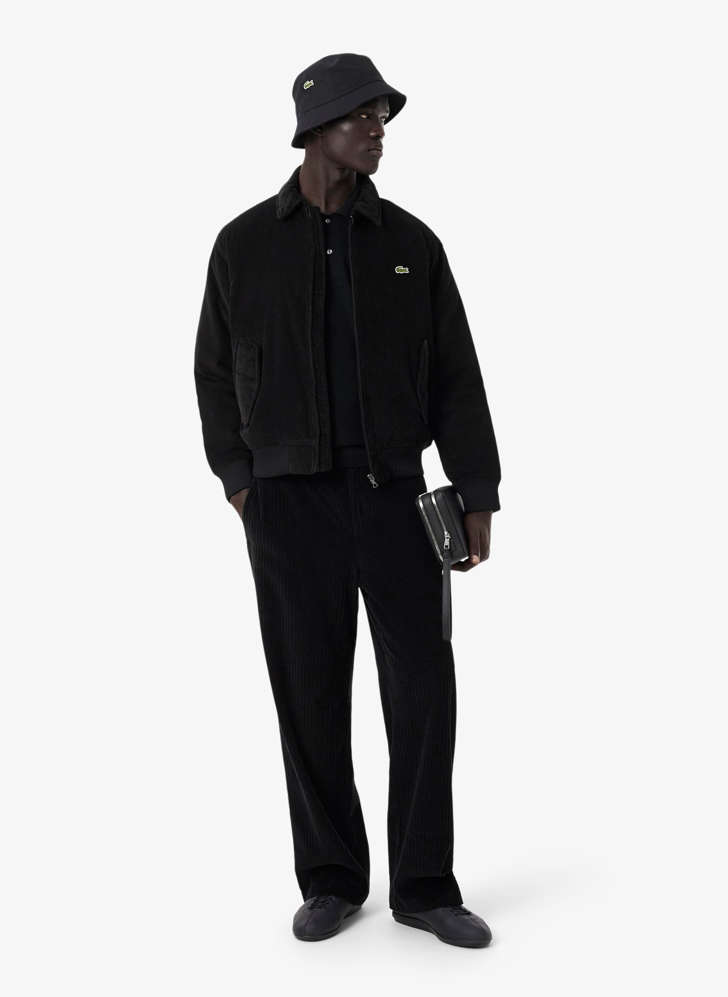 Straight fit long-sleeved cotton polo LACOSTE Black