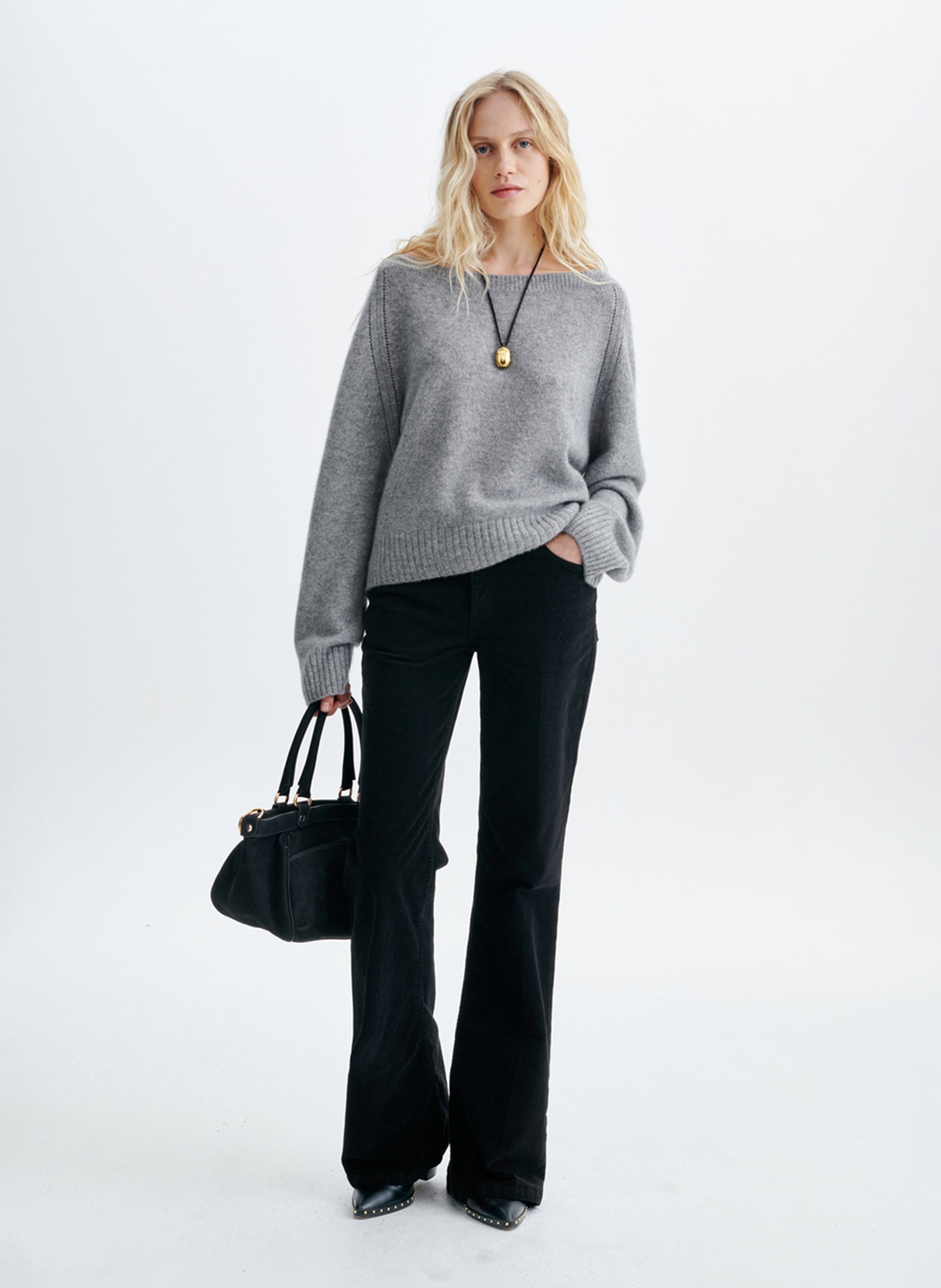 Weiter Kaschmirpullover mit U-Boot-Kragen VANESSA BRUNO Grau