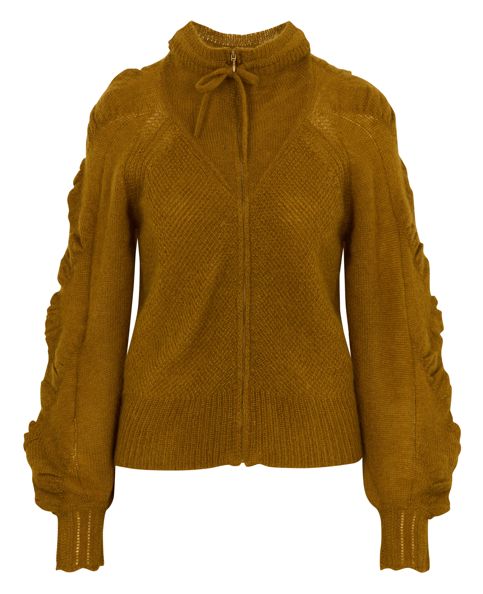 Gerade geschnittene Strickjacke mit Reißverschluss aus Wollmischung COTELAC Braun