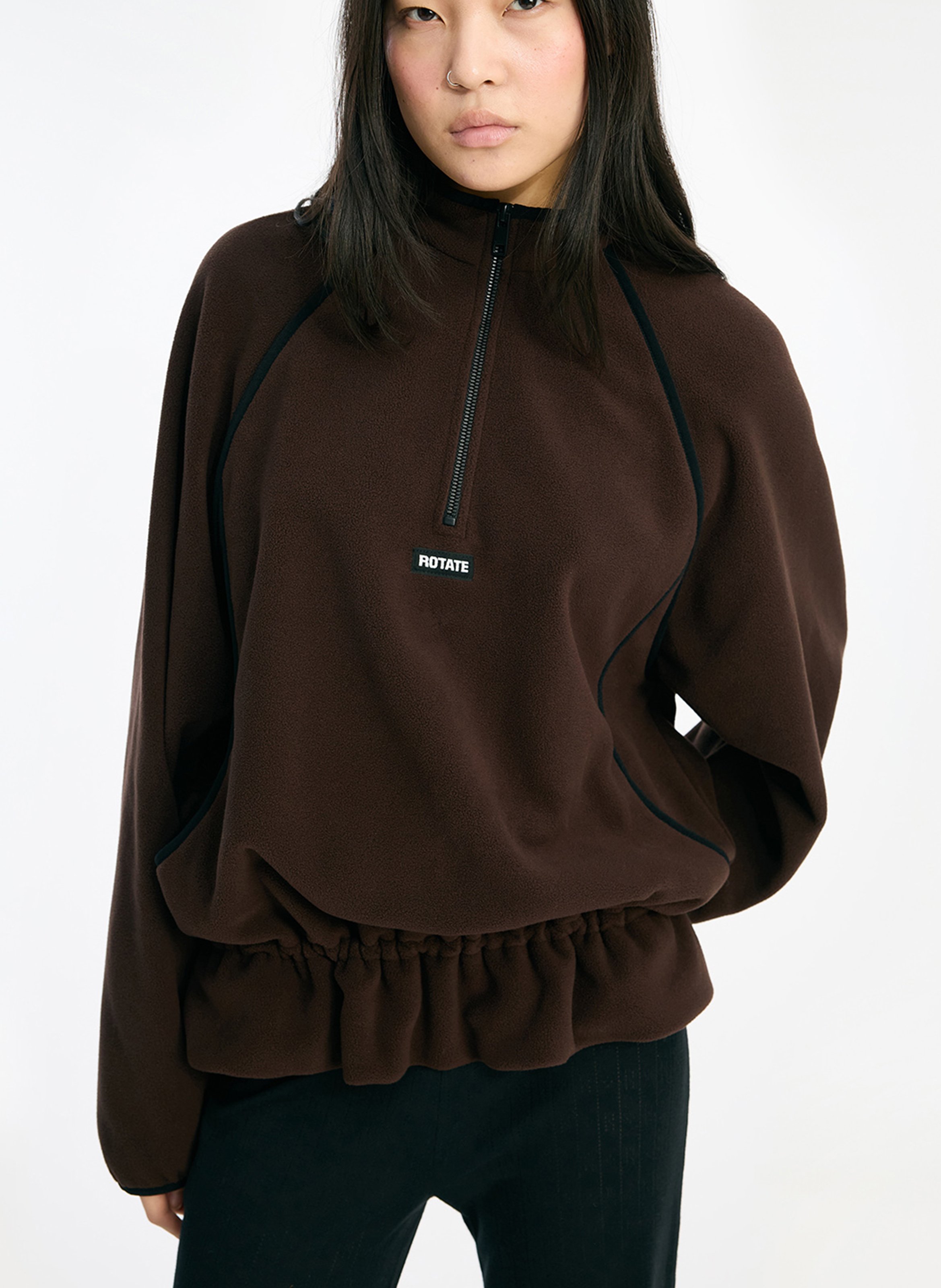 Plain loose-fit sweatshirt with a high neck ROTATE Brown
