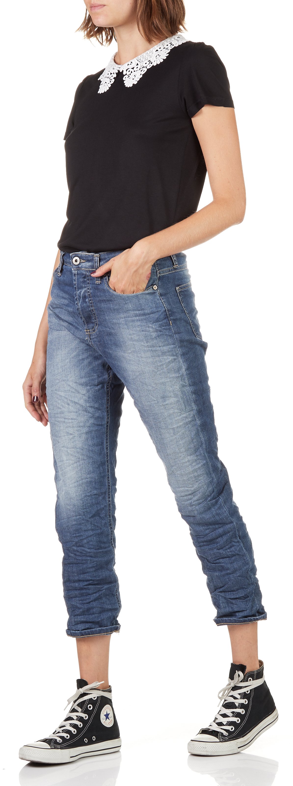 Jean cropped délavé PLEASE Bleu