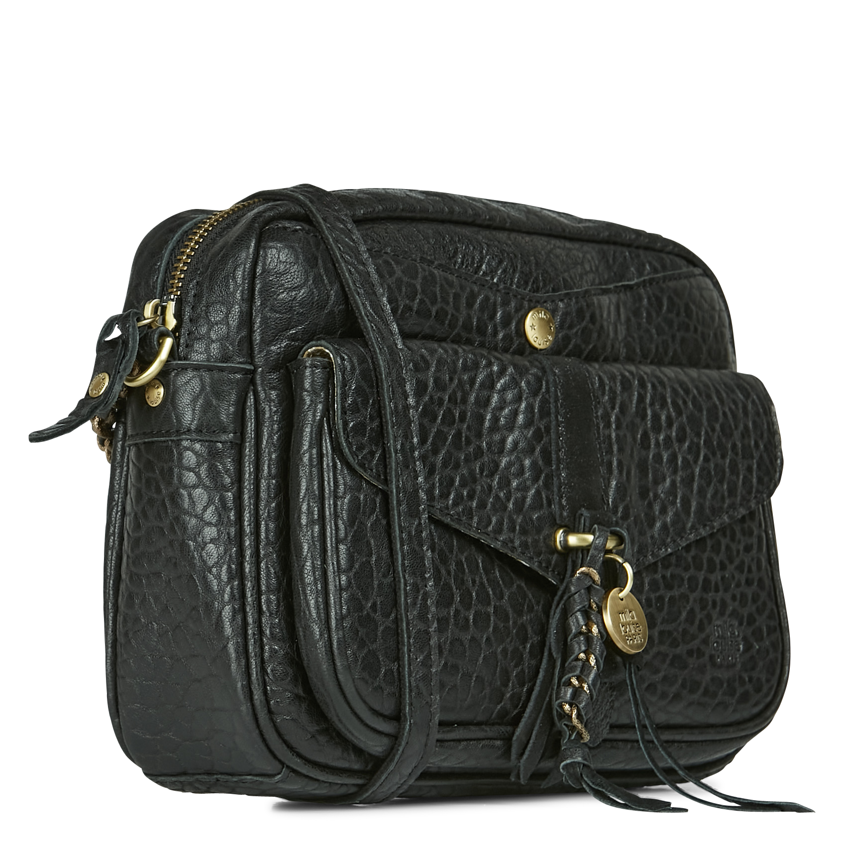 Schoudertas met krokodillenmotief MILA LOUISE Zwart