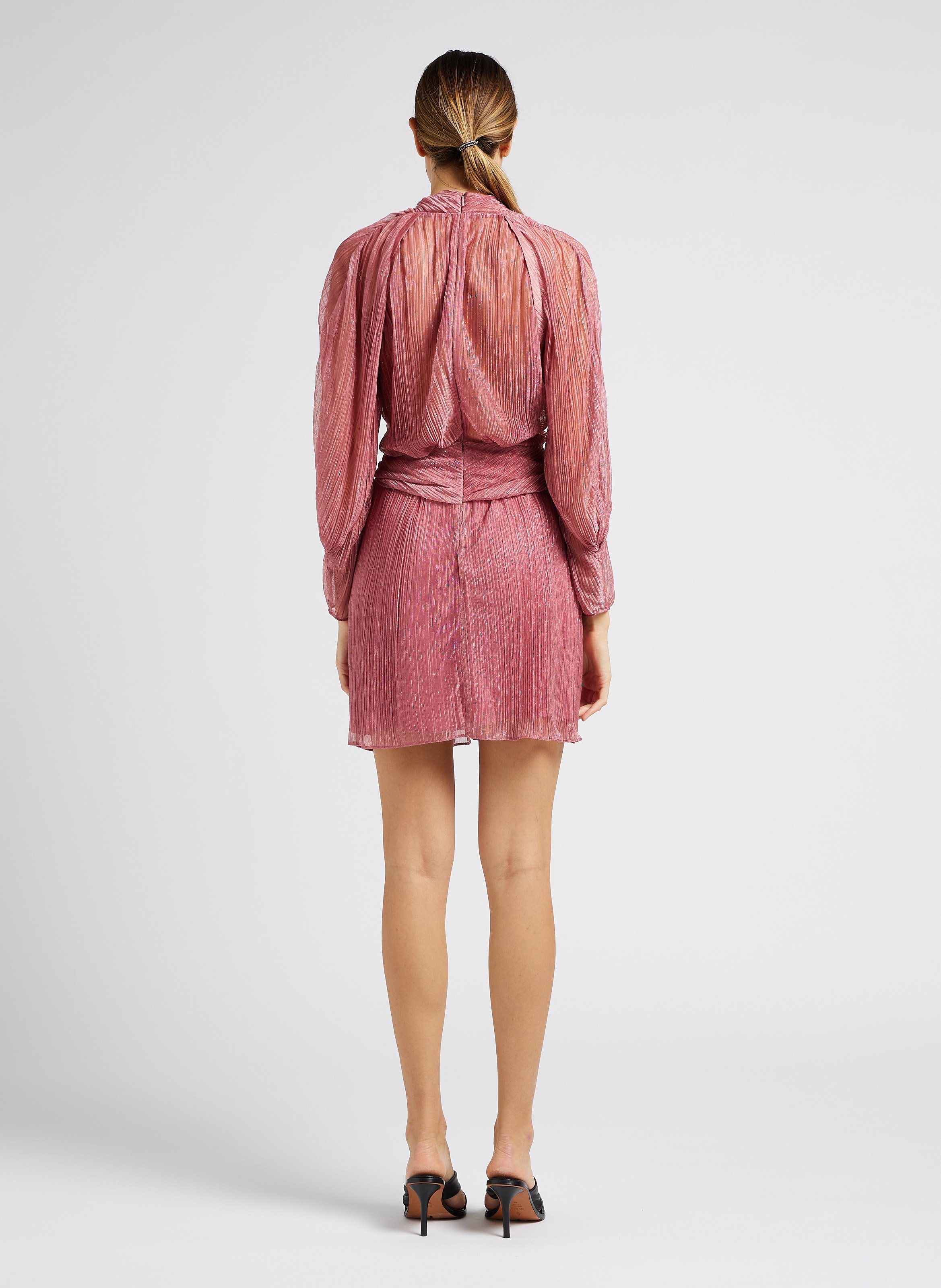 Short pleated V-neck dress IRO Pink