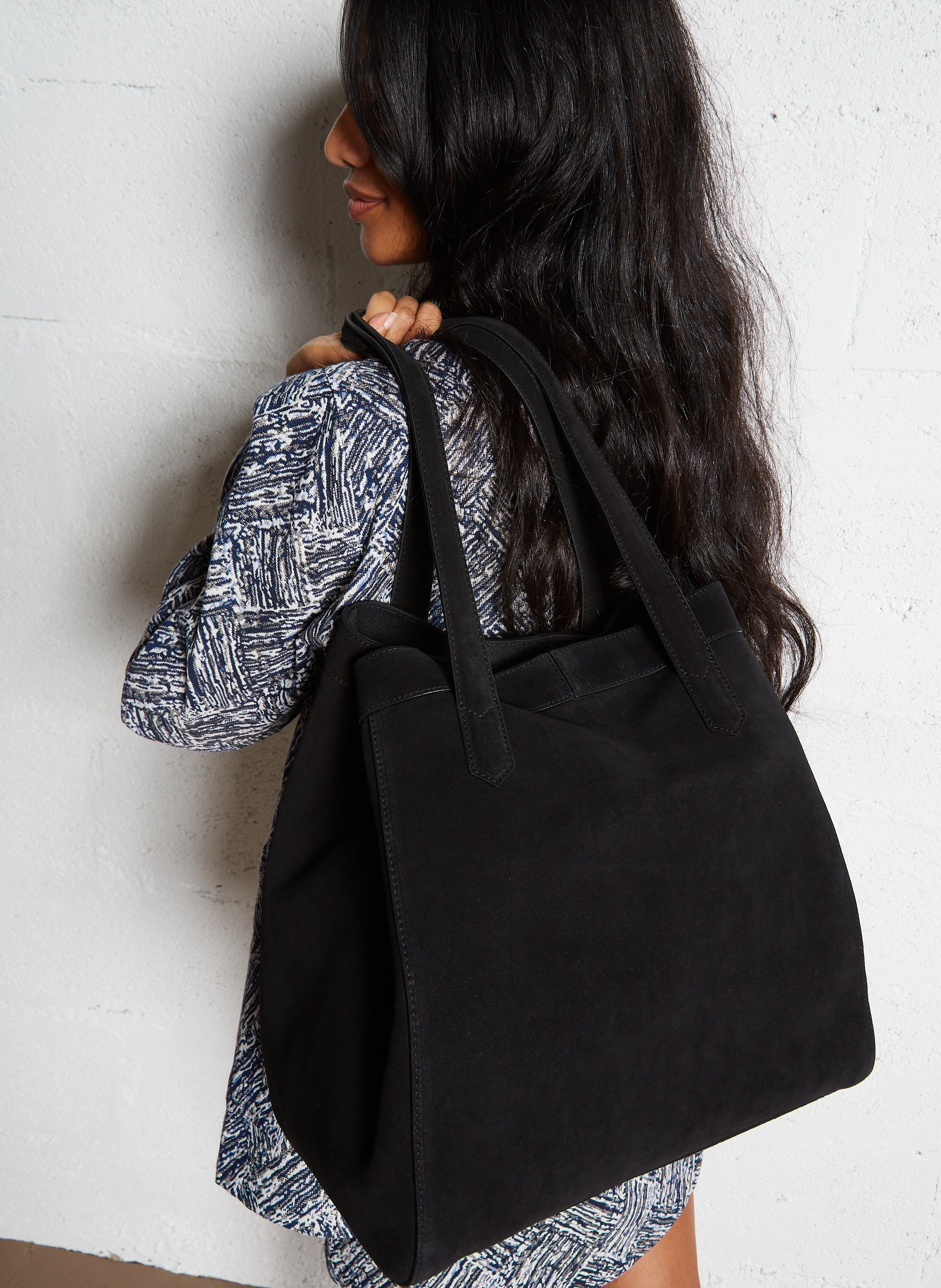 Sac cabas en cuir velours SAISON 1865 Noir
