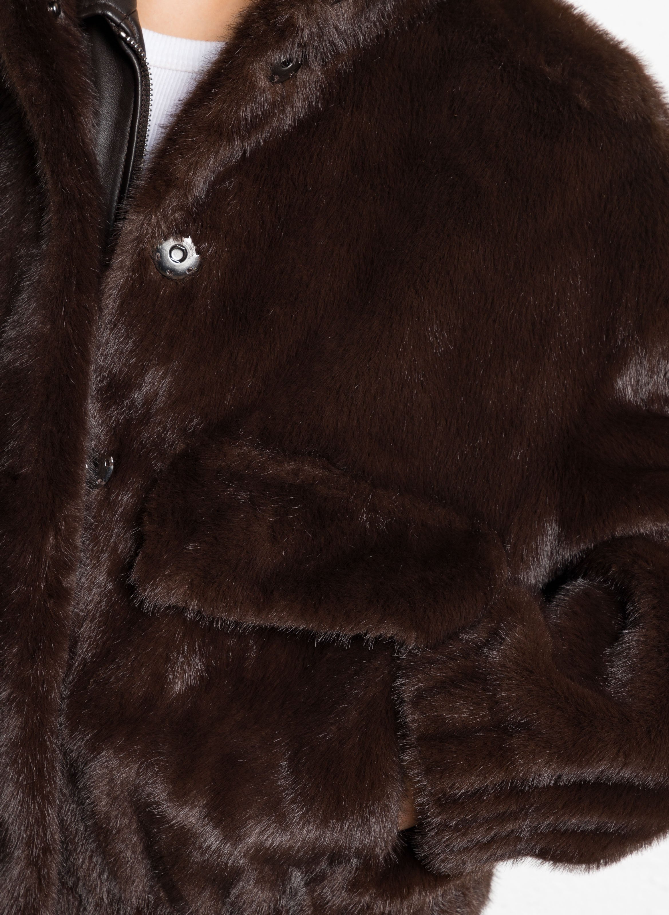 Veste ample col montant en fourrure synthétique BA&SH Marron