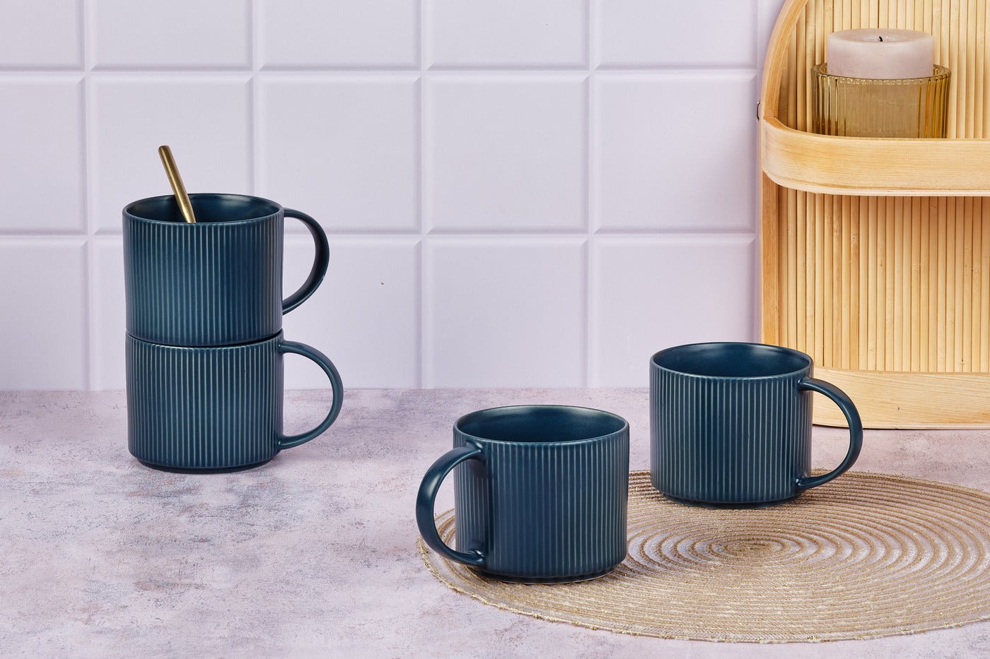 Stoneware Mug 50cl - 4 pieces BJORN Blue