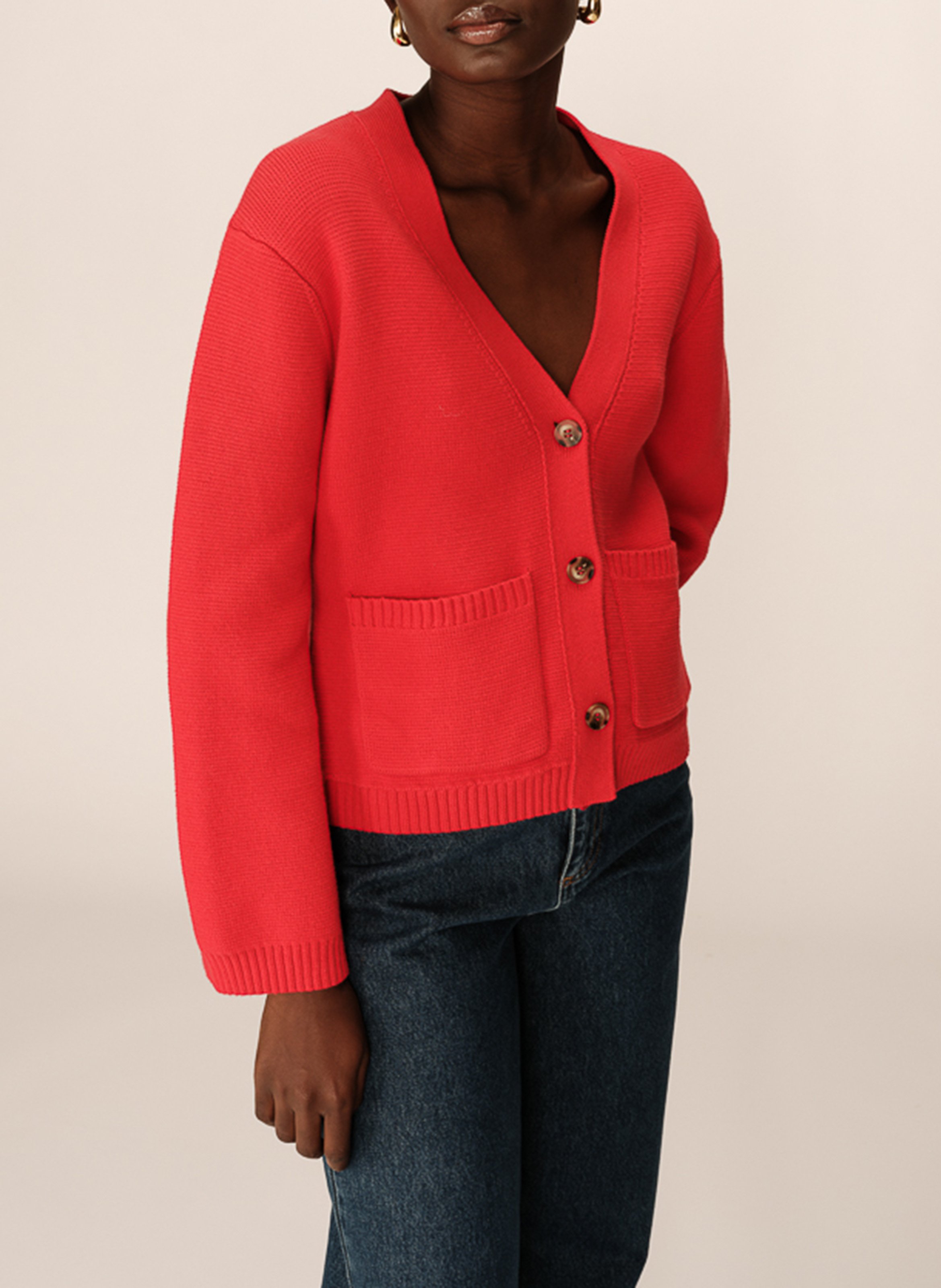 Buttoned long-sleeve cardigan GRACE ET MILA Red