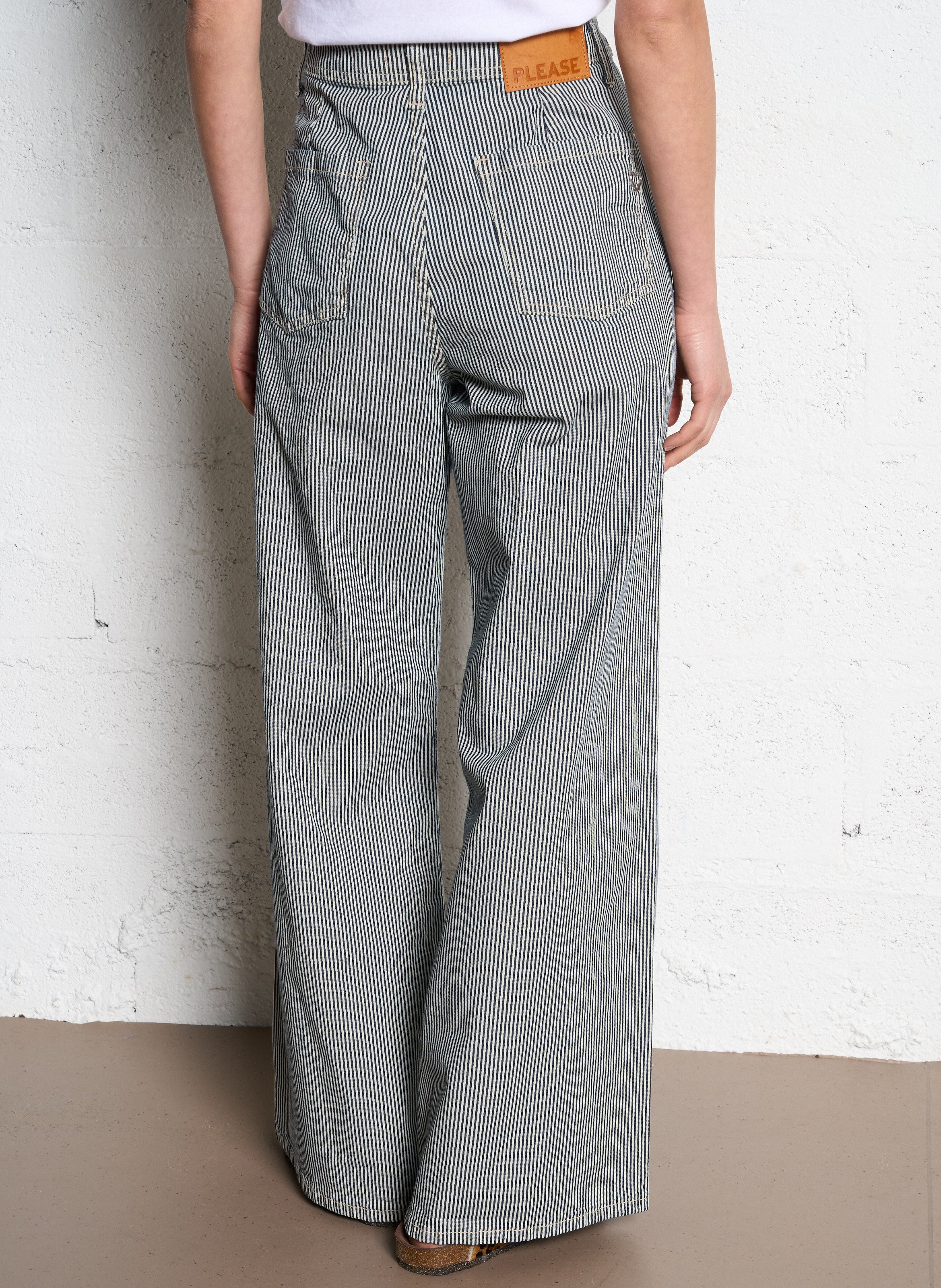 High-waisted striped flare jeans PLEASE Multicolored