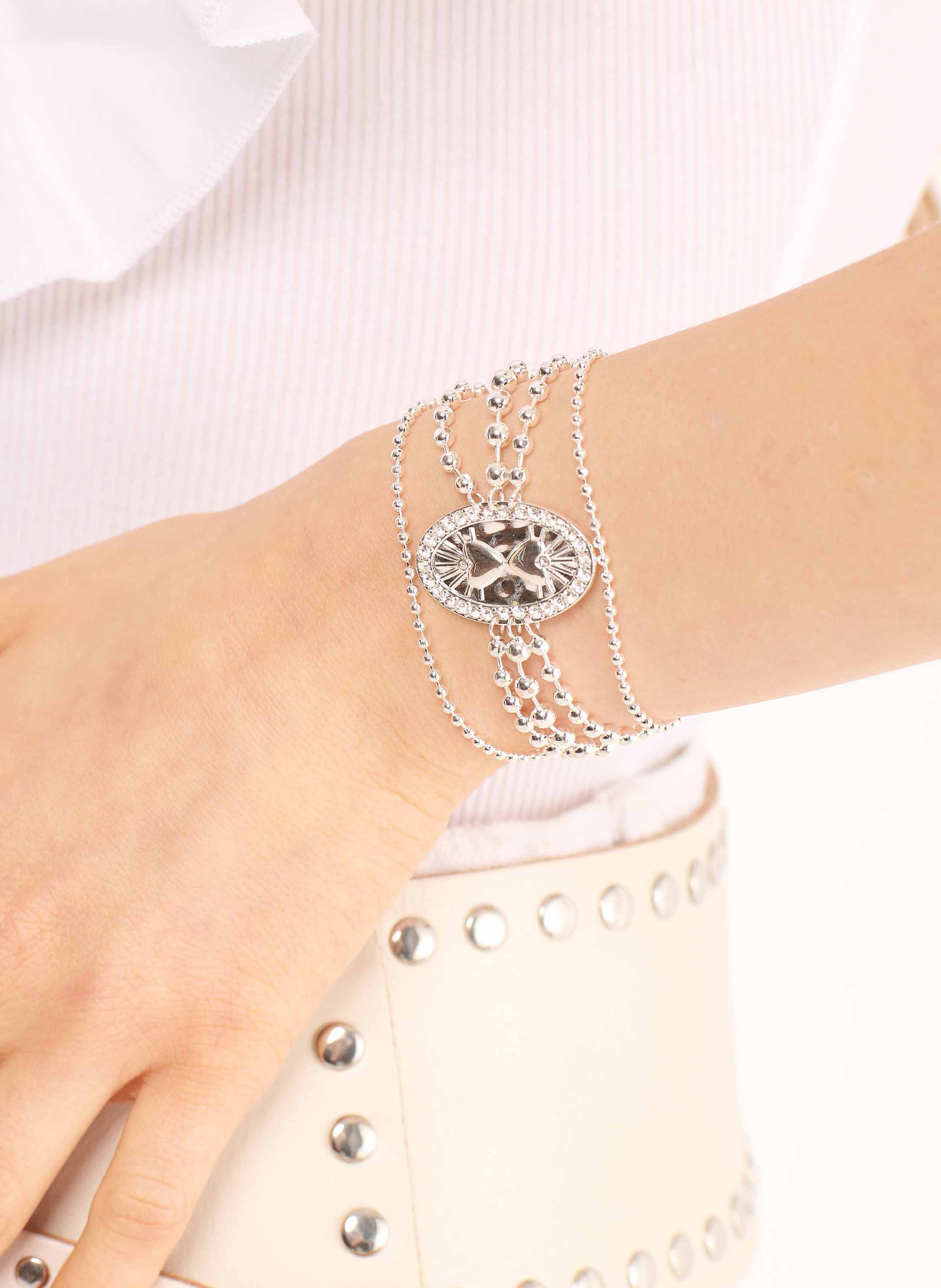 Multilink cuff bracelet with magnetic clasp HIPANEMA Silver