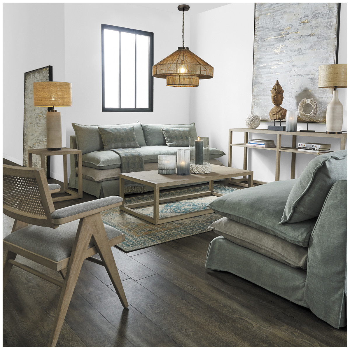 Beige linen armchair BLANC D'IVOIRE Beige