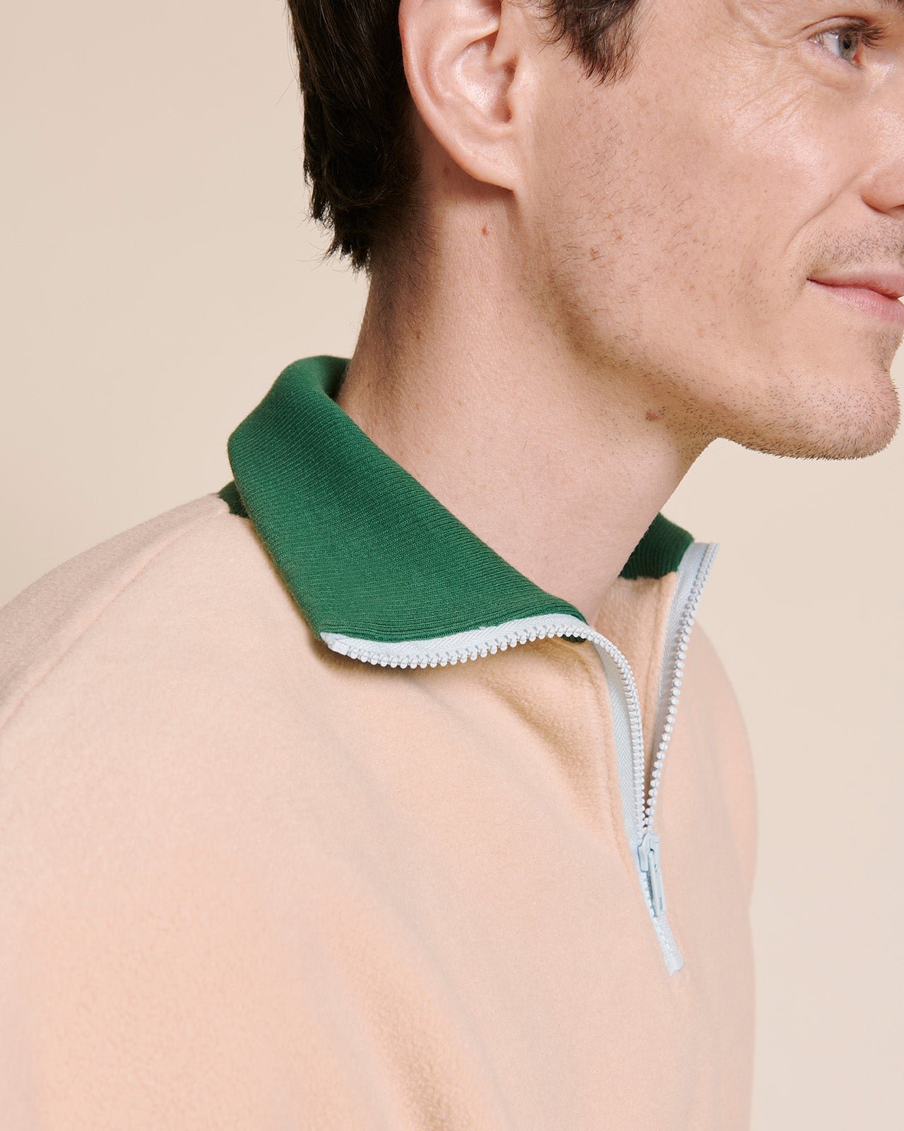 The Stan sweatshirt in recycled fleece with zippered collar EMOI EMOI Beige