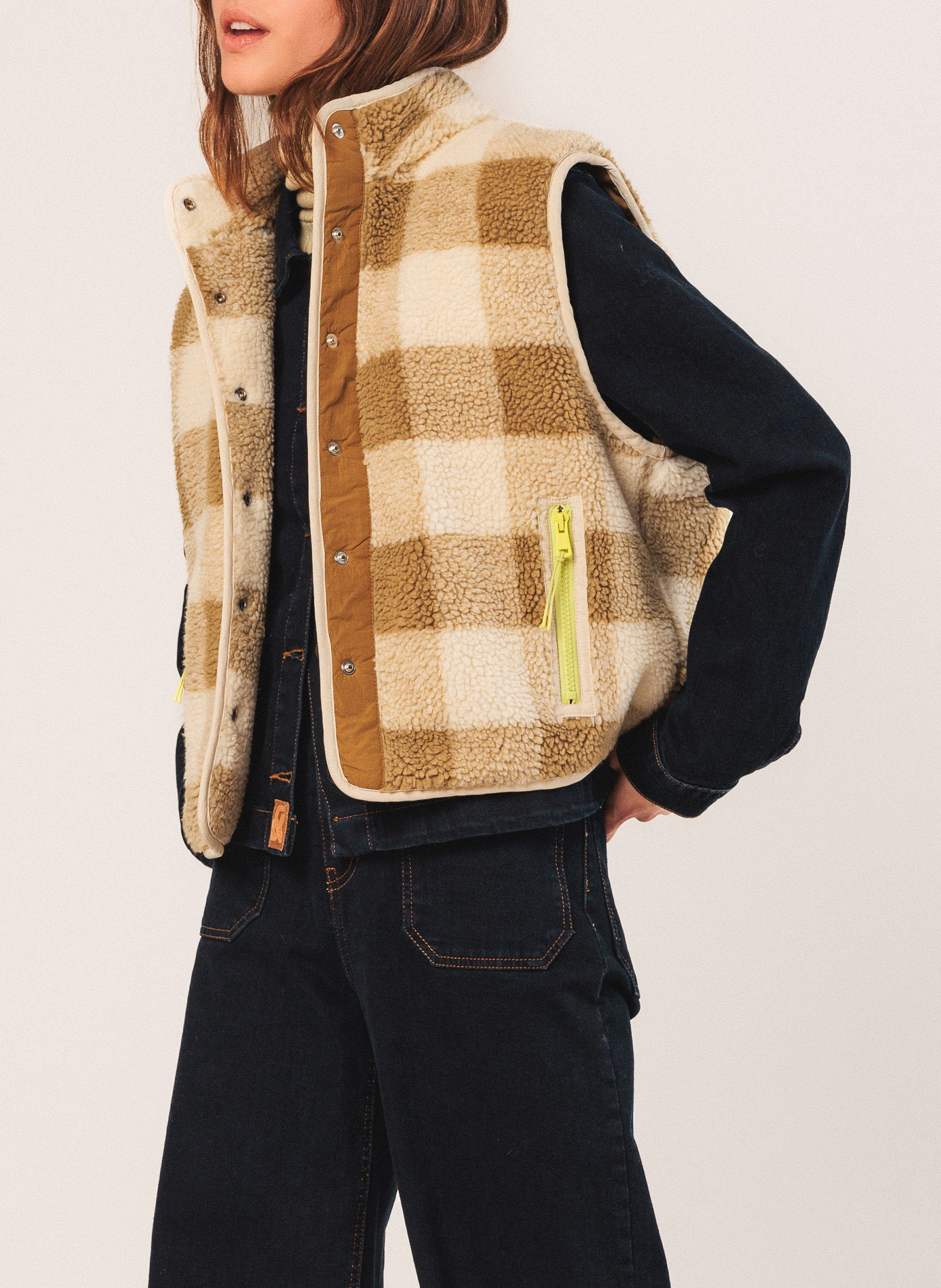 Checked gilet INDI & COLD Green