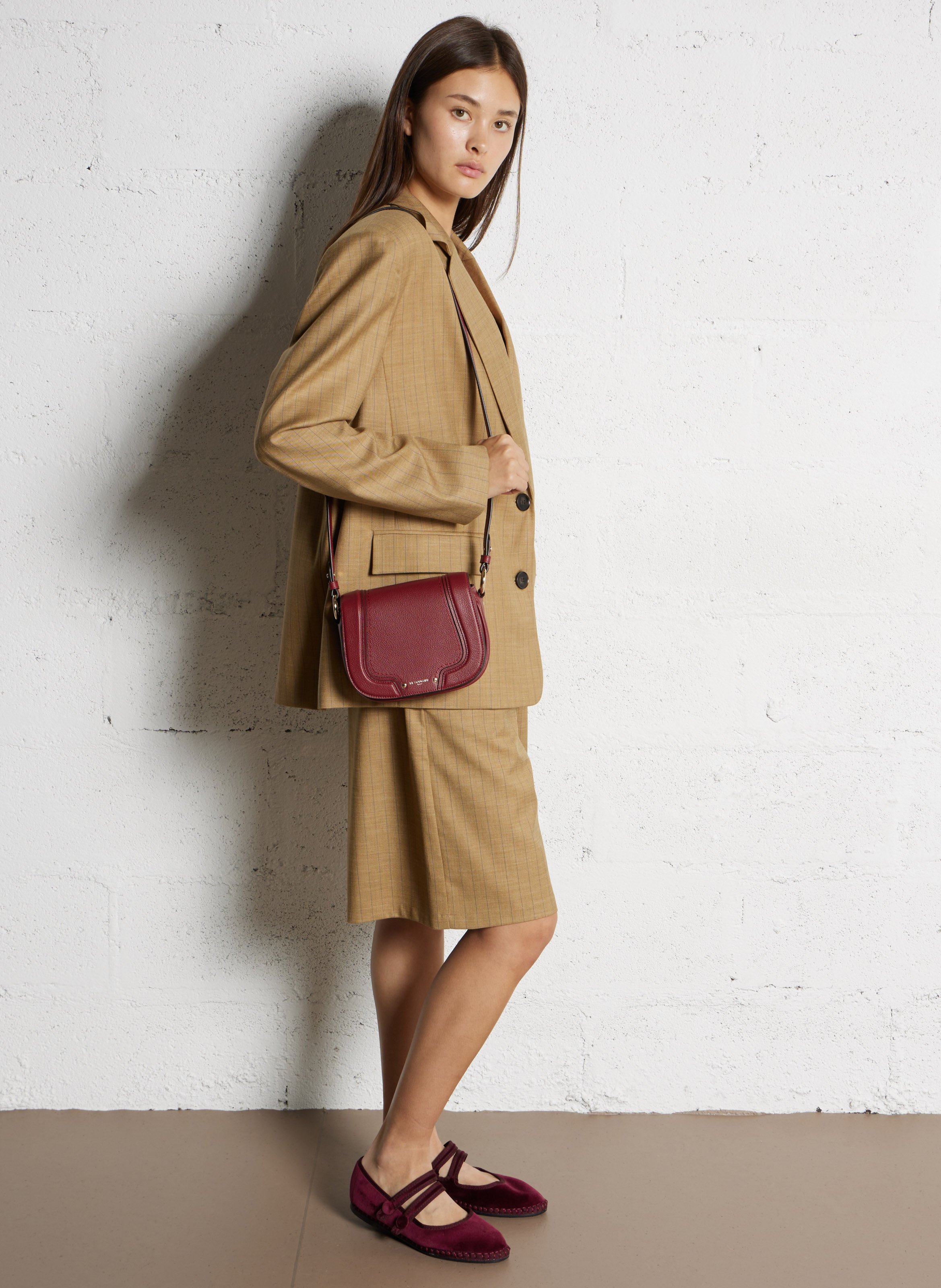 Sac bandoulière en cuir LE TANNEUR Rouge