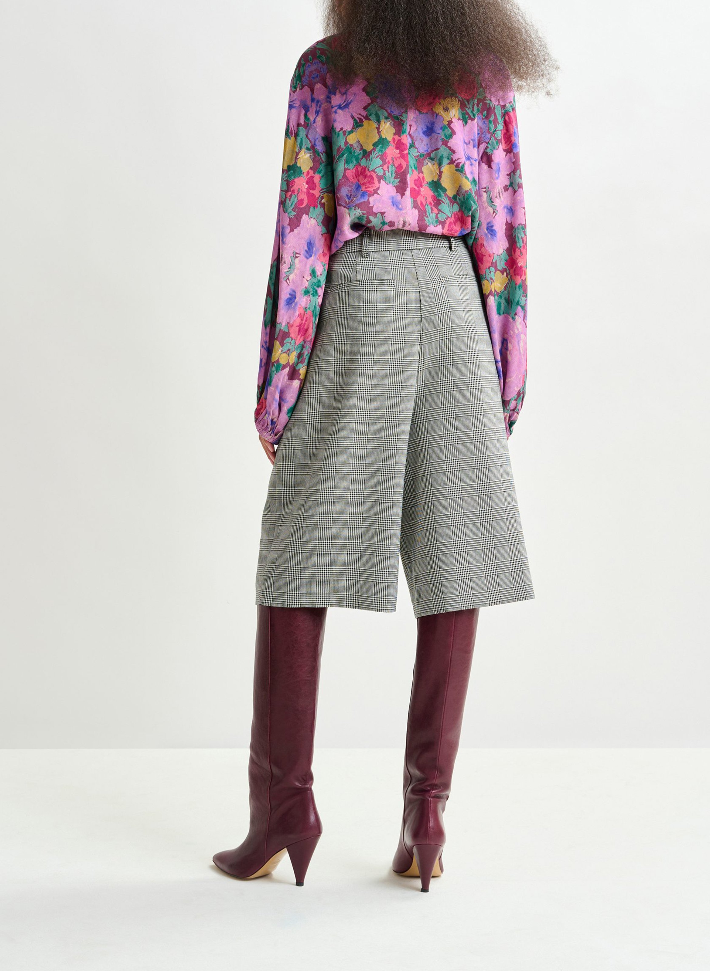 Bermuda taille haute à carreaux ESSENTIEL ANTWERP Gris