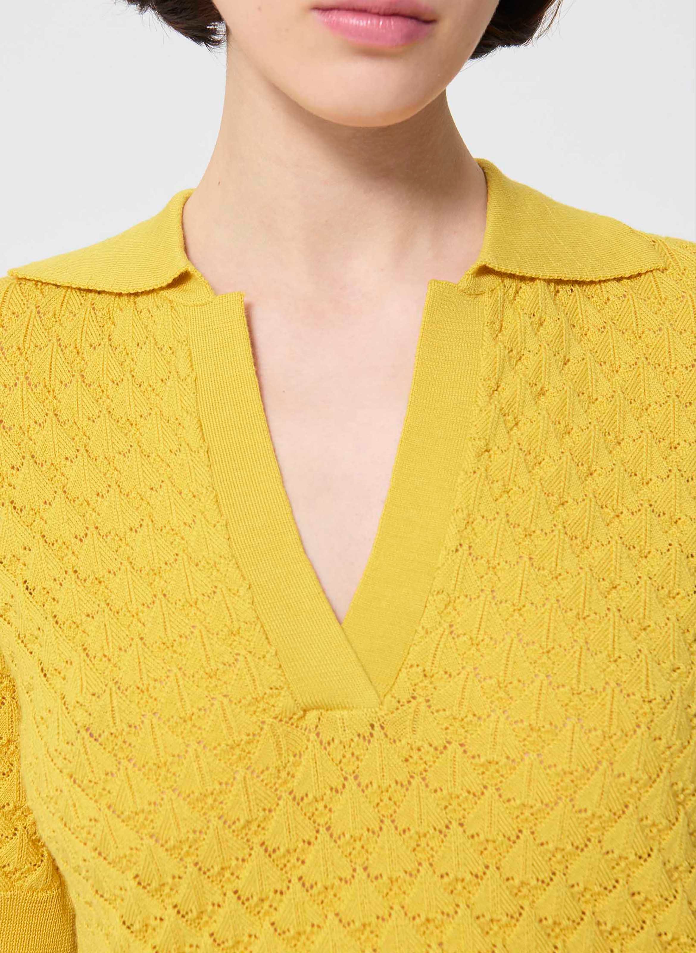 Pull polo en maille fantaisie TARA JARMON Jaune