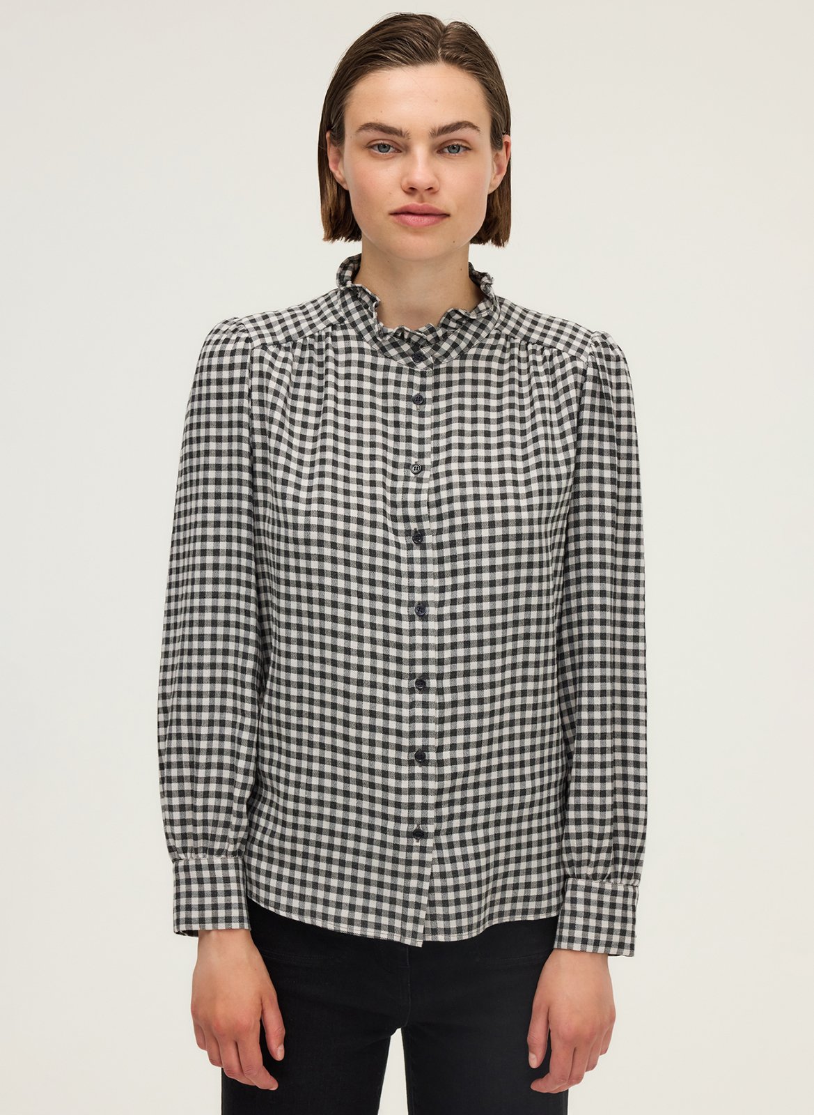 Ruffled collar printed blouse PABLO Grey
