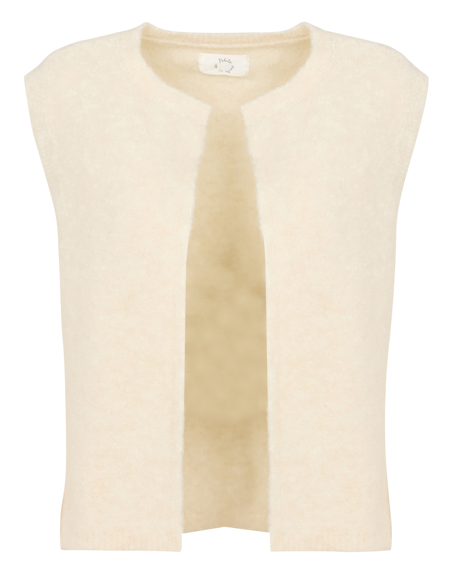 Round-neck mixed-knit cardigan DES PETITS HAUTS Beige