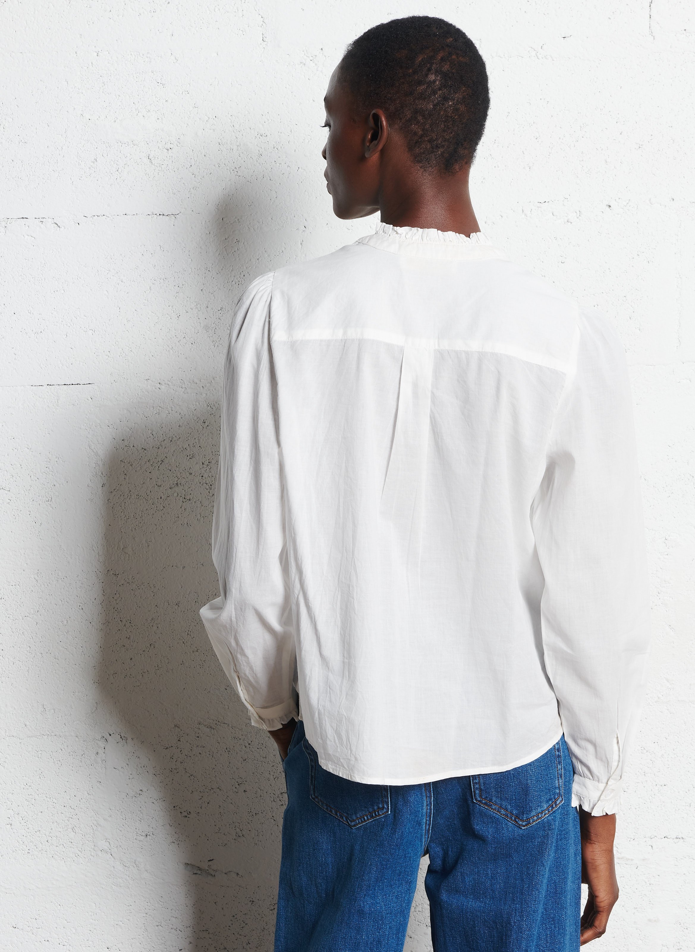 Blouse col officier en coton LA PETITE ETOILE Beige