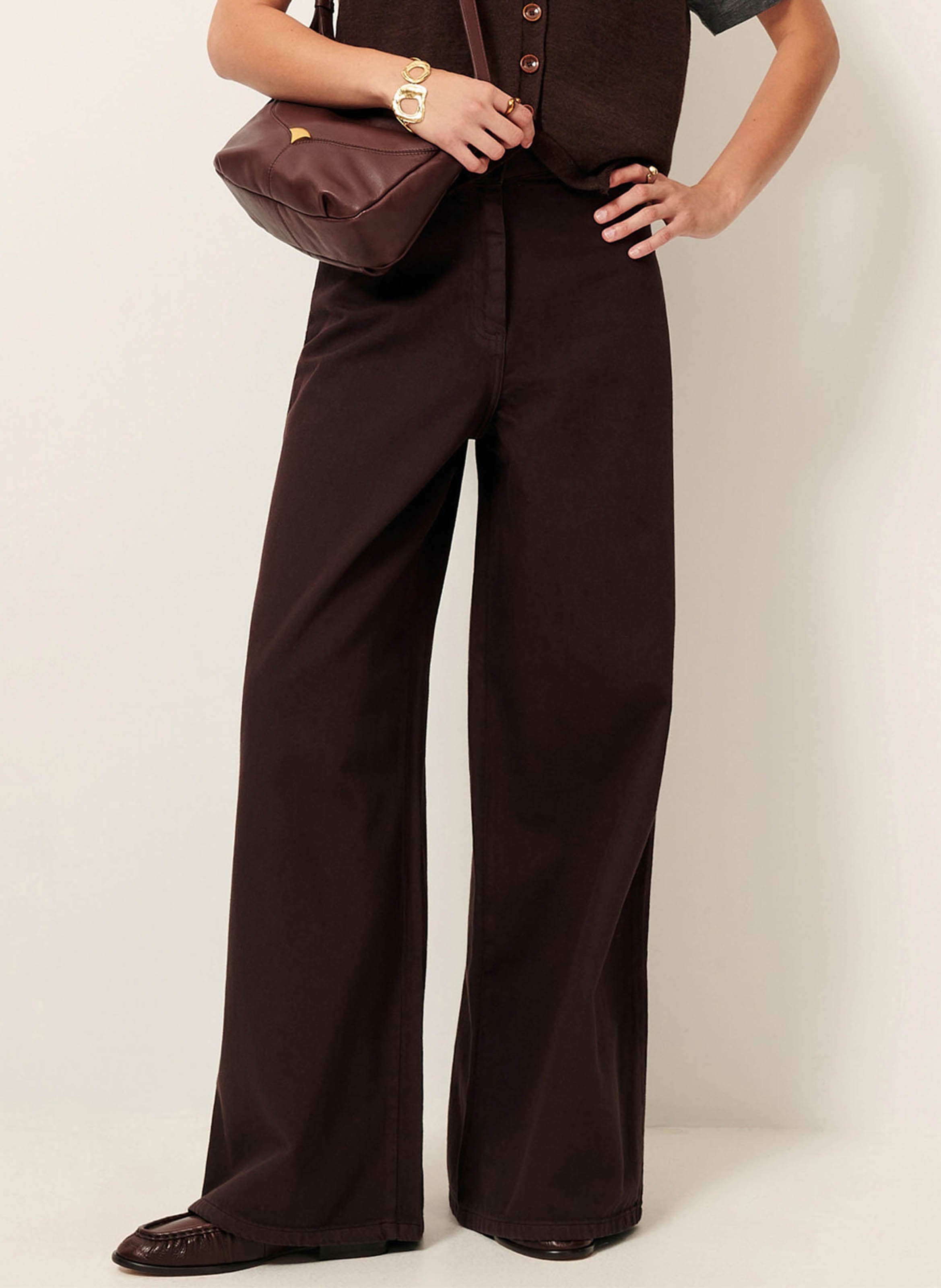 High-rise wide-leg cotton jeans SESSUN Brown