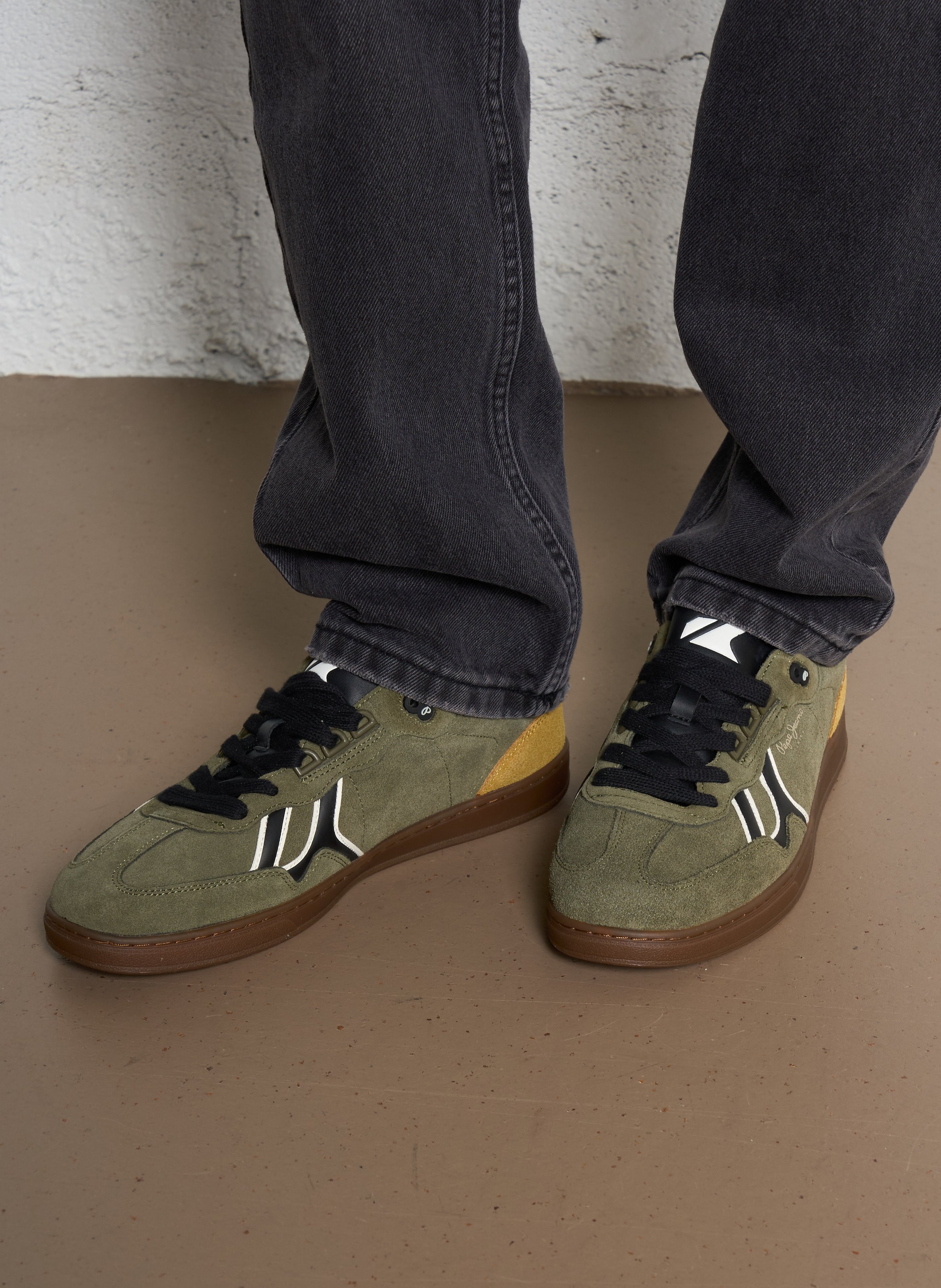 Suede leather low-top sneakers PEPE JEANS Green