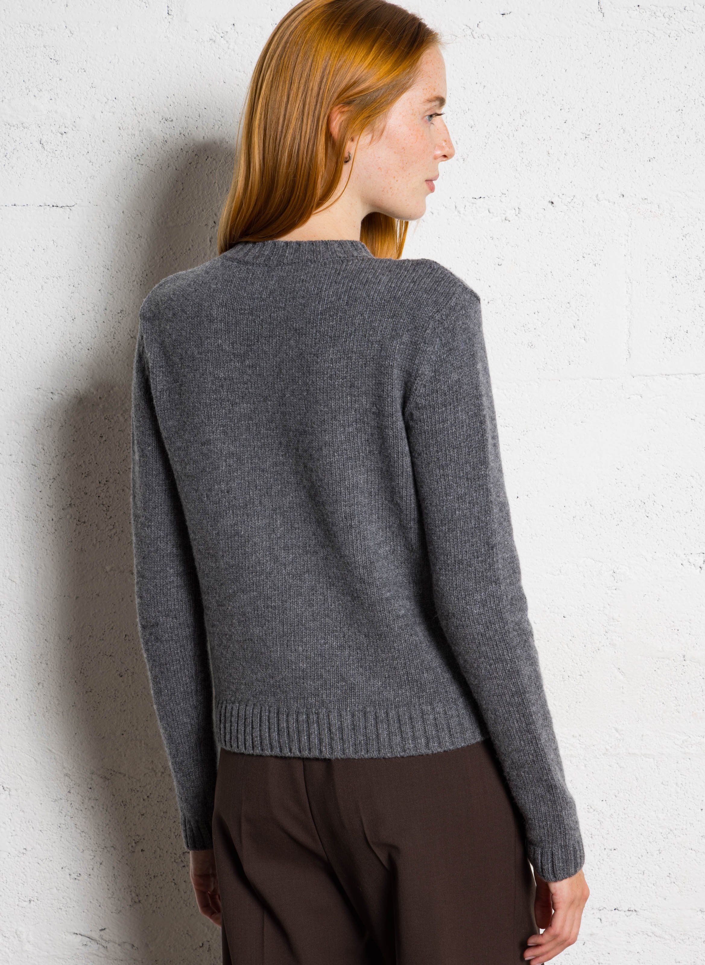 Straight round-neck wool cardigan MAX MARA WEEK END Black