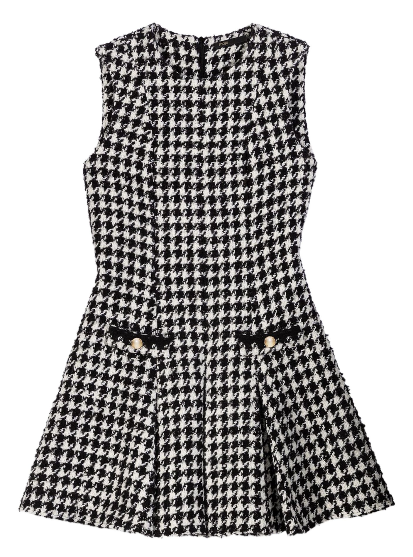 Robe courte col rond imprimé MAJE Noir