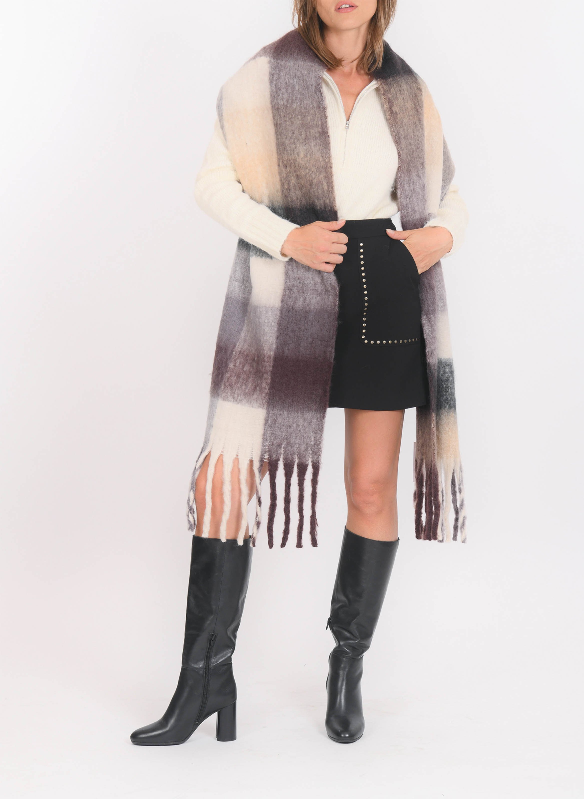 Sjaal met print en franjes KOOKAI Rood