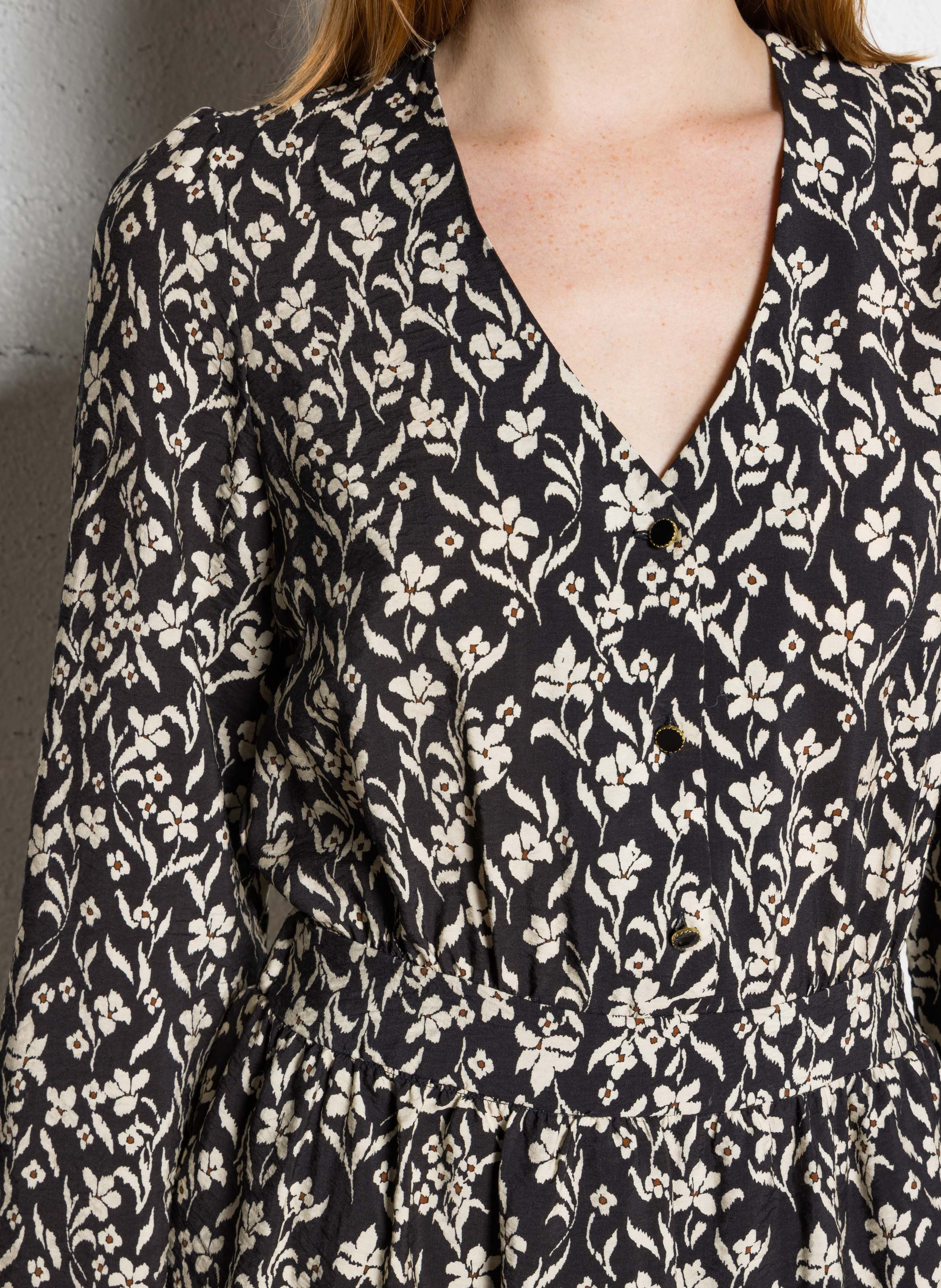 Bazimodo fluid printed short dress I CODE Black