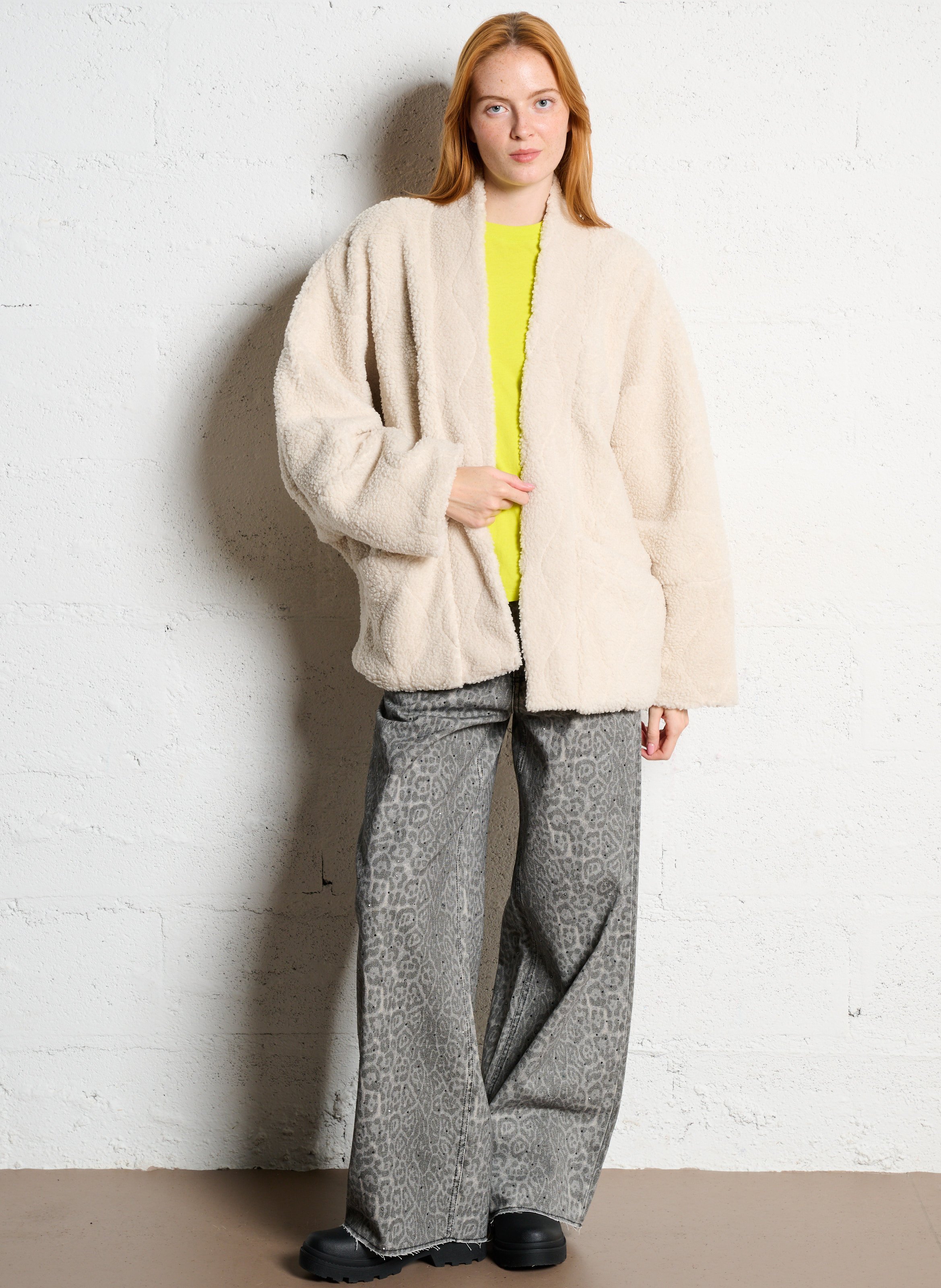 Jacke mit Schalkragen und Kunstfell-Effekt AOKYANOS Beige