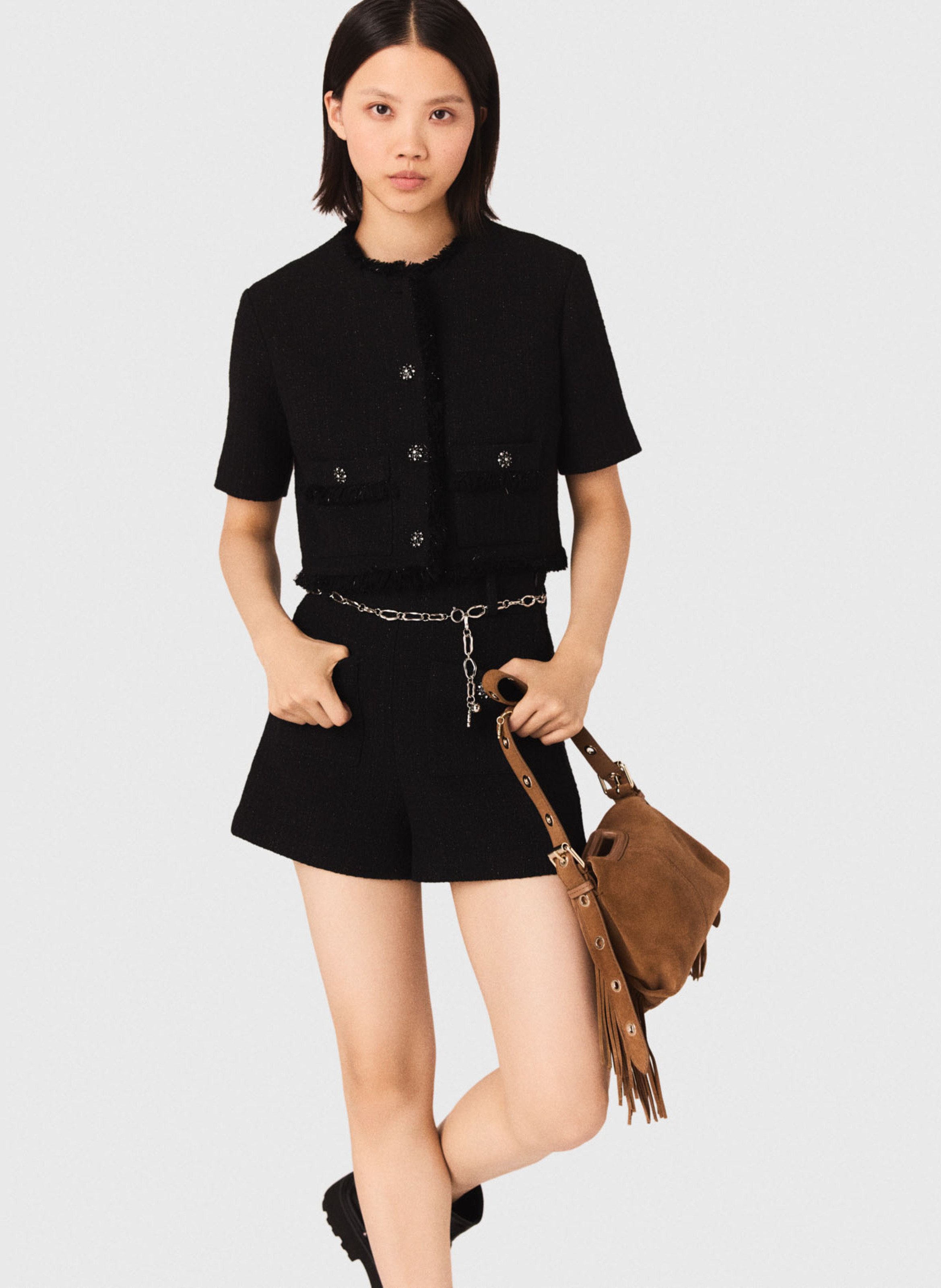 Gerade geschnittene Shorts aus Baumwoll-Mix MAJE Schwarz