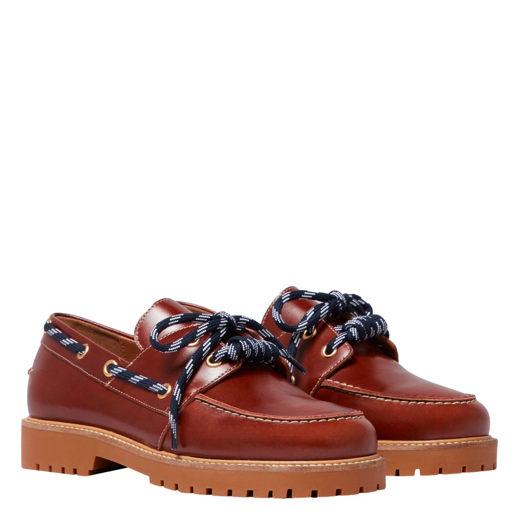 Gestreifte Leder-Mokassins mit Schnürung CLAUDIE PIERLOT Braun
