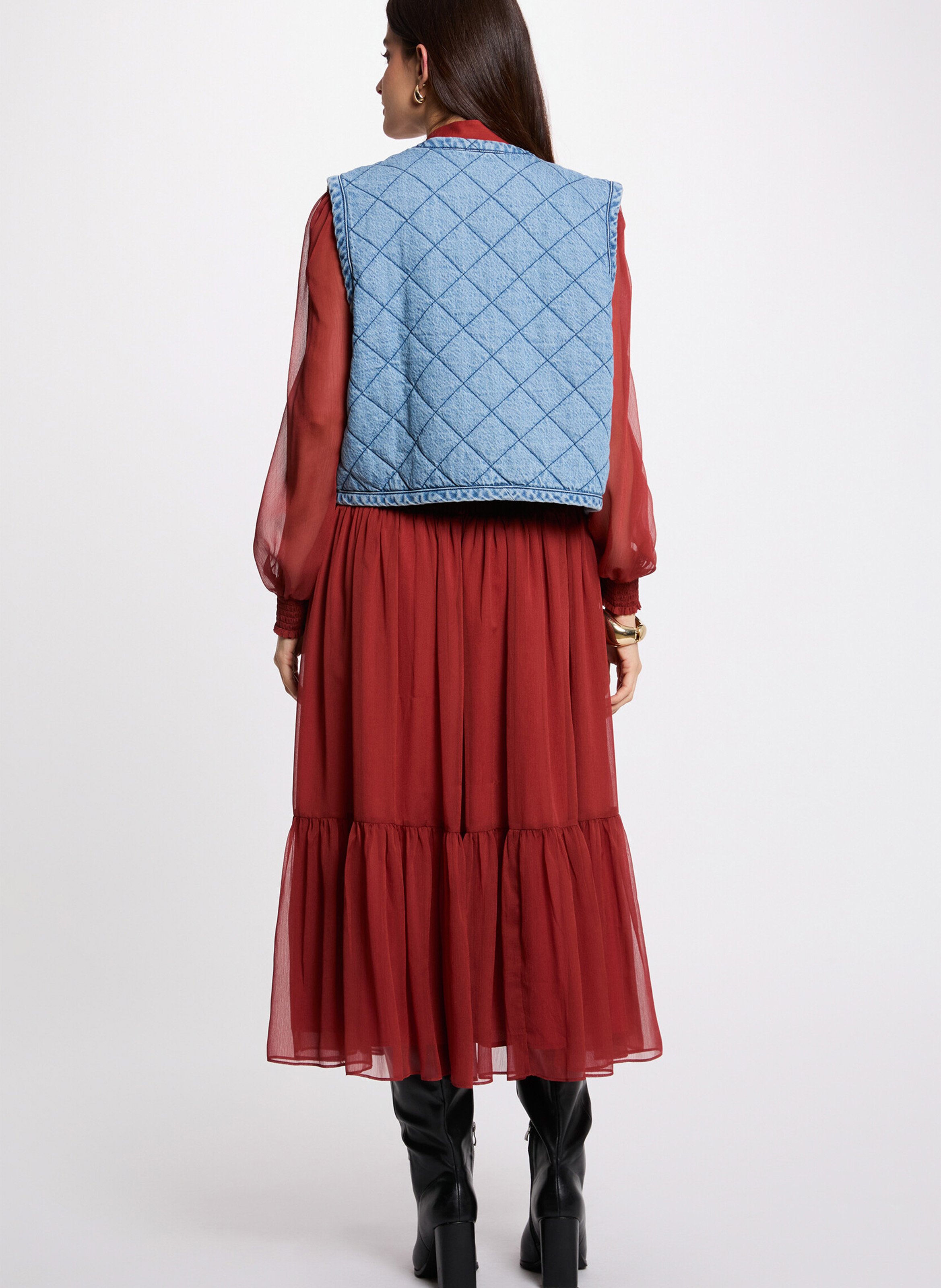 Veste courte sans manches matelassage denim MORGAN Bleu