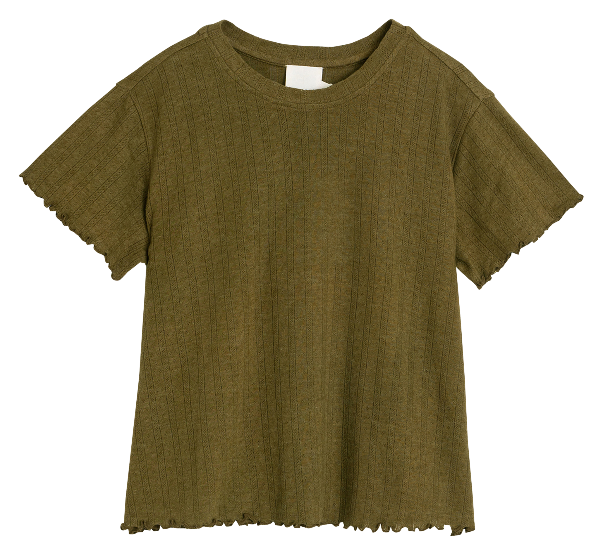 Boxy ronde hals t-shirt van gemengd katoen INDI & COLD Kaki