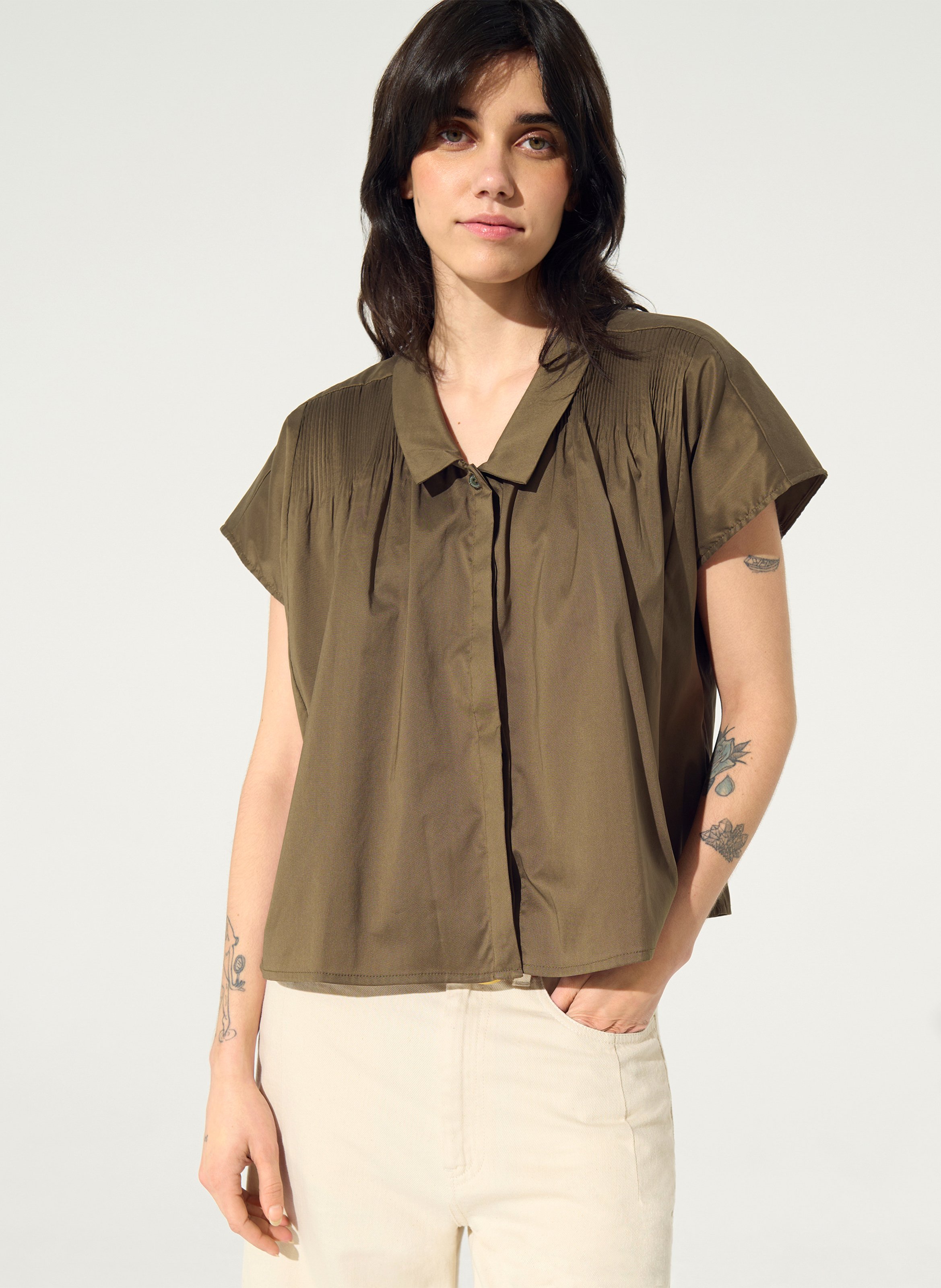 Classic shirt in blended cotton COTELAC Brown