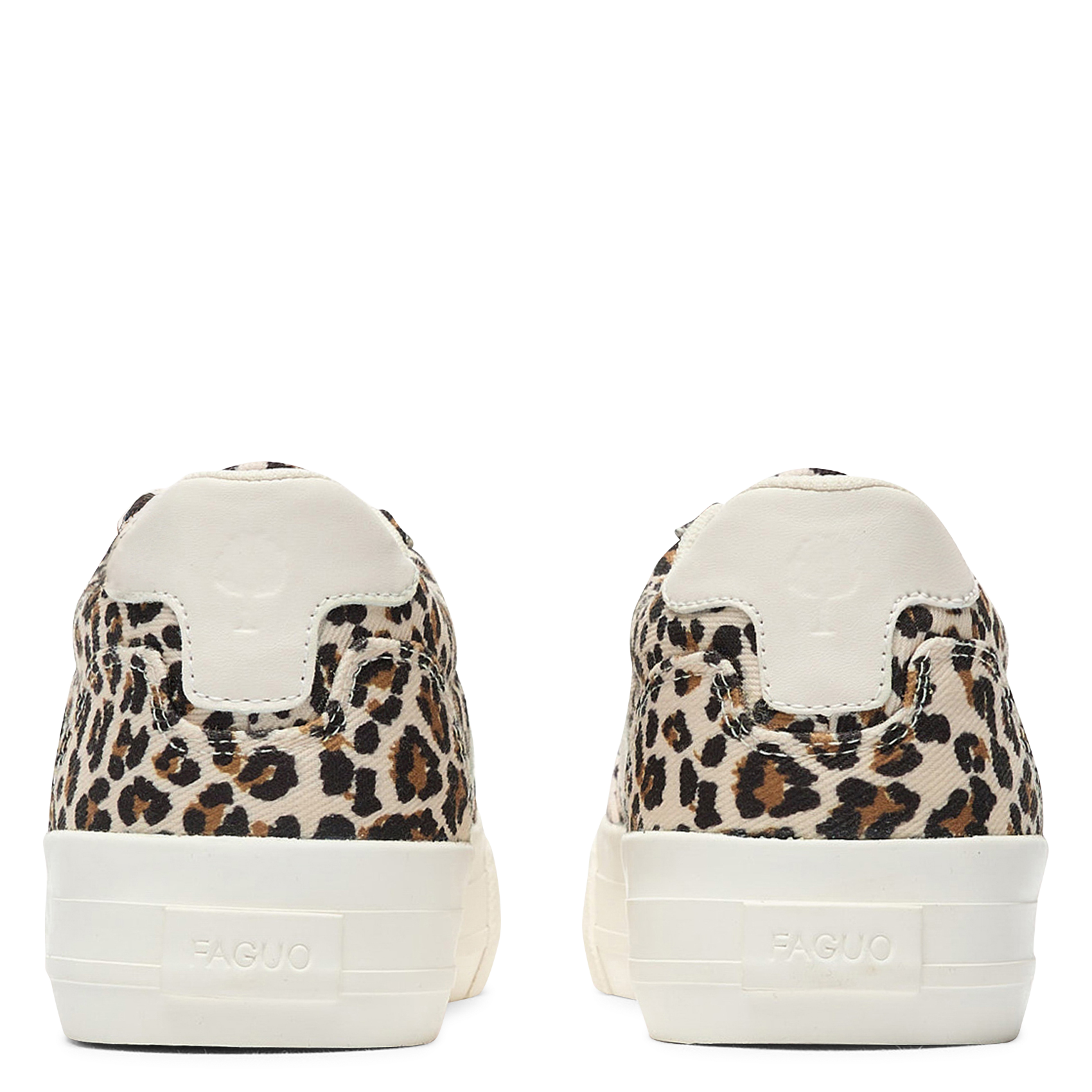 Leopard print canvas wedge sneakers FAGUO Beige