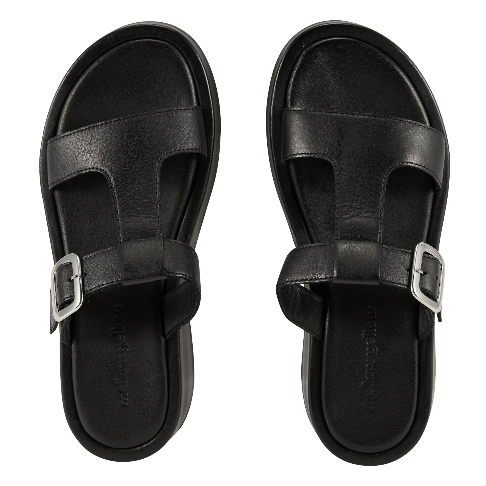 Leder-Mules mit Keilabsatz Schwarz